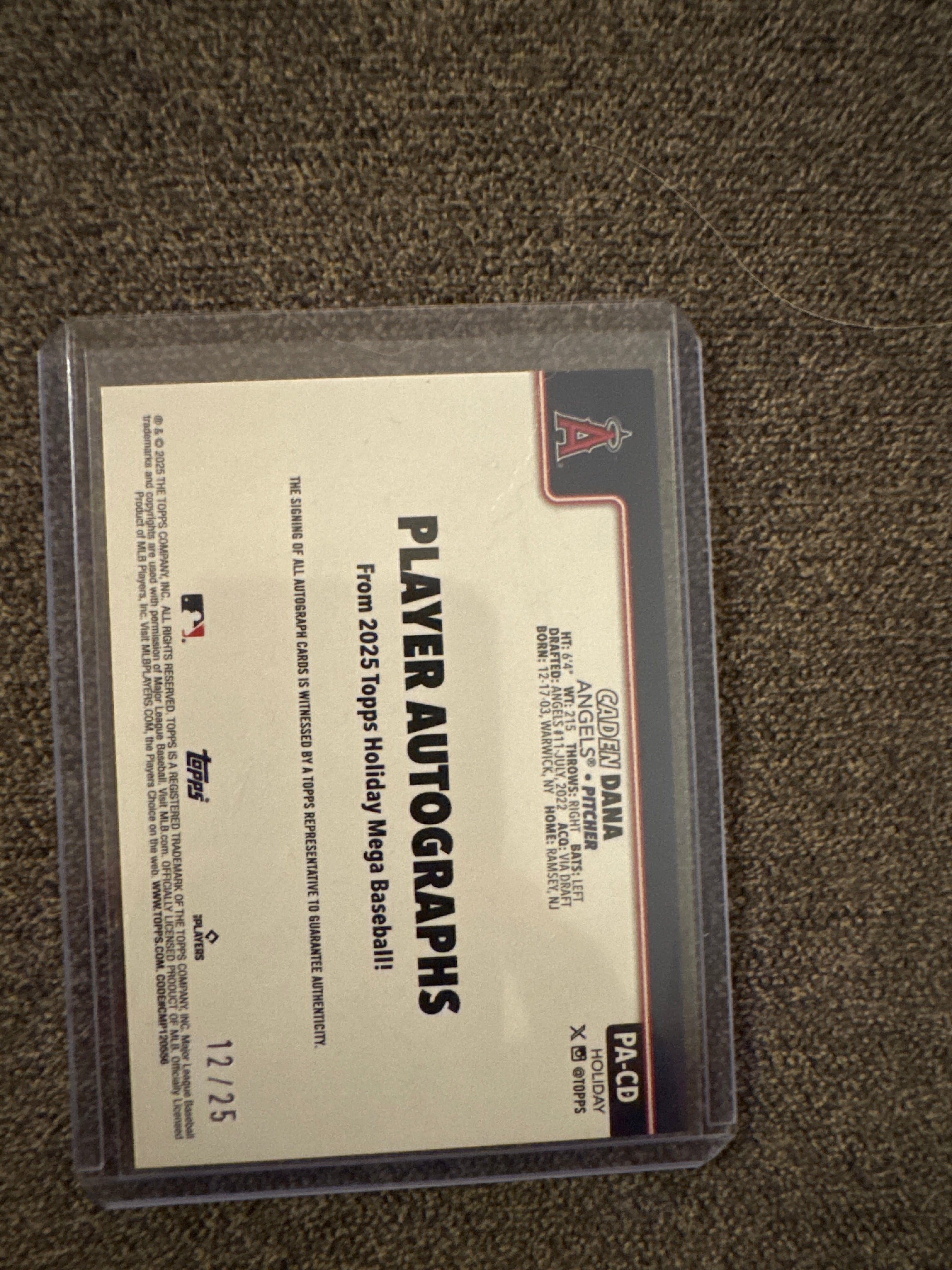 2025 Topps Holiday Mega Baseball Caden Dana #PA-CD RC 12/25