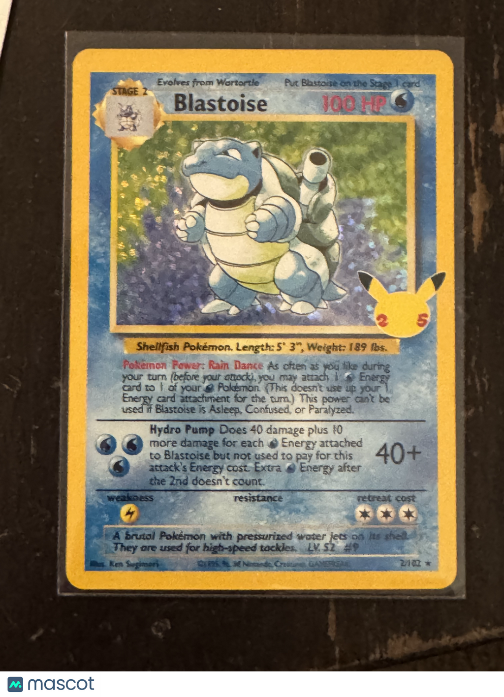 25th Anniversary Celebration Blastoise Holo Rare #2/102