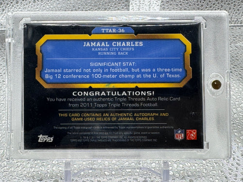 2011 Topps Triple Threads Jamaal Charles #TTAR-36 Game-Used Relic 14/18