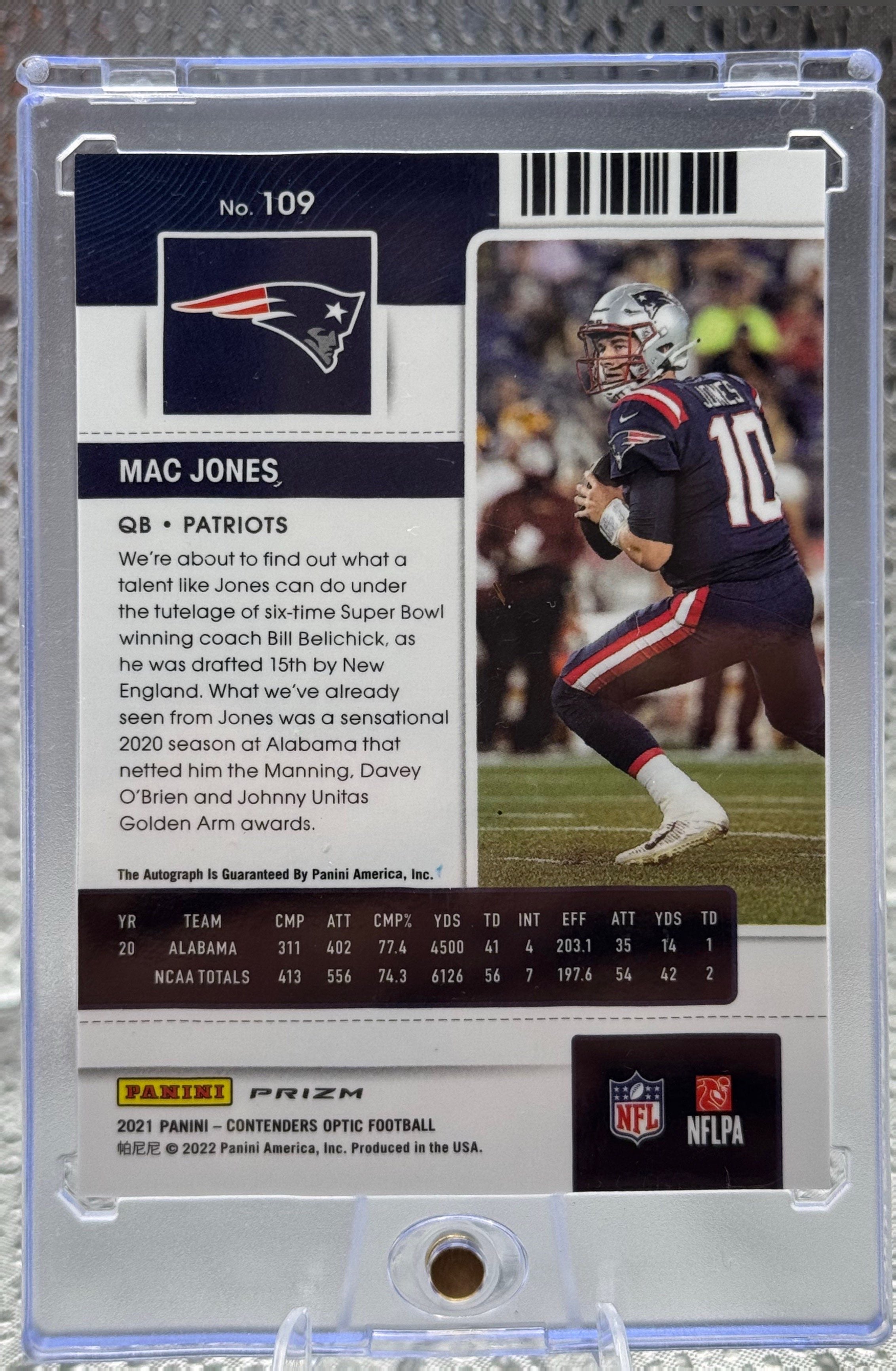2022 Panini Contenders Optic Rookie Ticket Autographs Mac Jones #109 Prizm RC