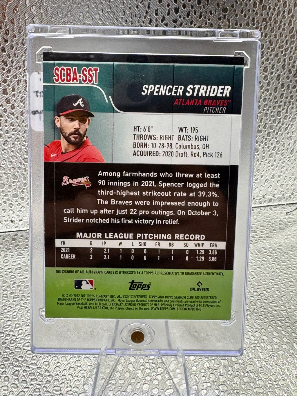2022 Topps Stadium Club Chrome Spencer Strider #SCBA-SST RC