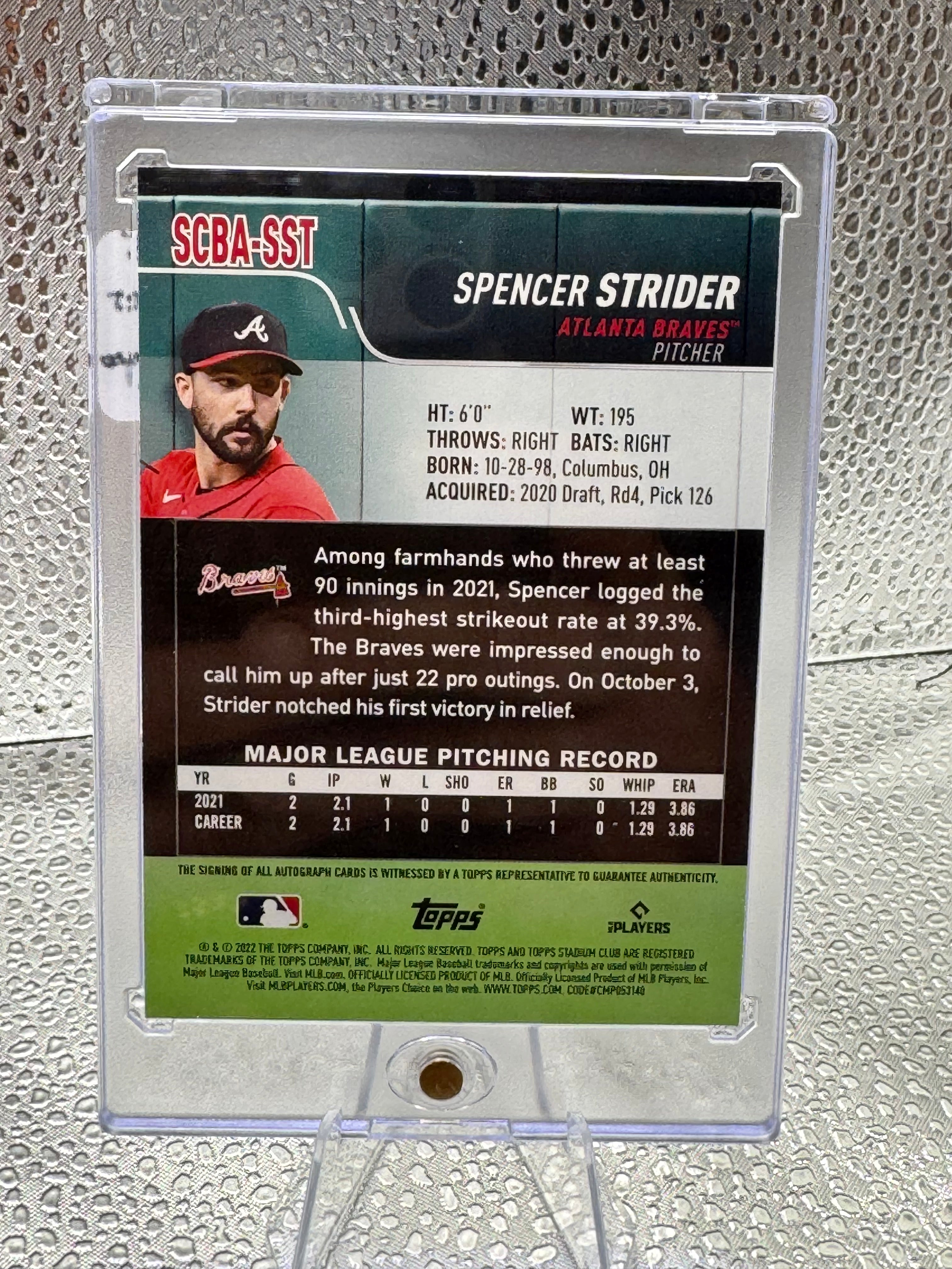 2022 Topps Stadium Club Chrome Spencer Strider #SCBA-SST RC