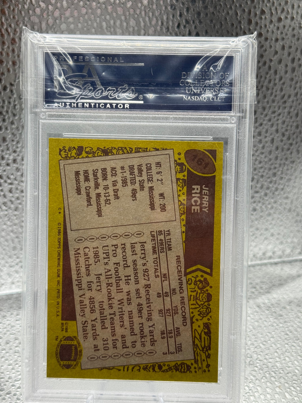 1986 Topps Jerry Rice #161 PSA 8