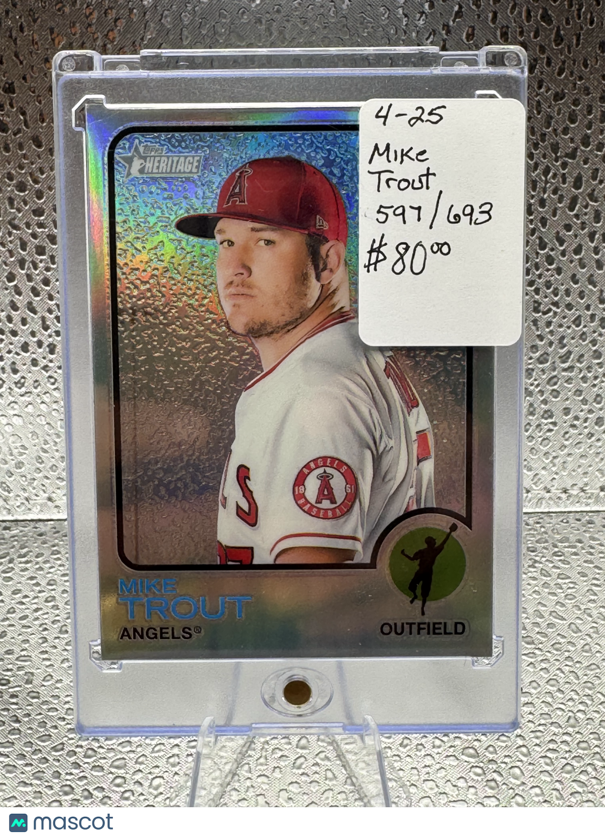 2022 Topps Heritage Chrome Mike Trout Refractor 597/673
