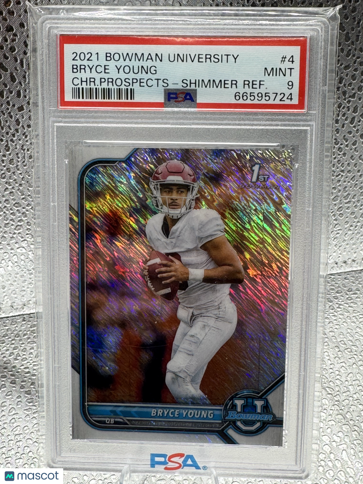 2021 Bowman University Chrome Bryce Young #4 Shimmer Refractor PSA 9