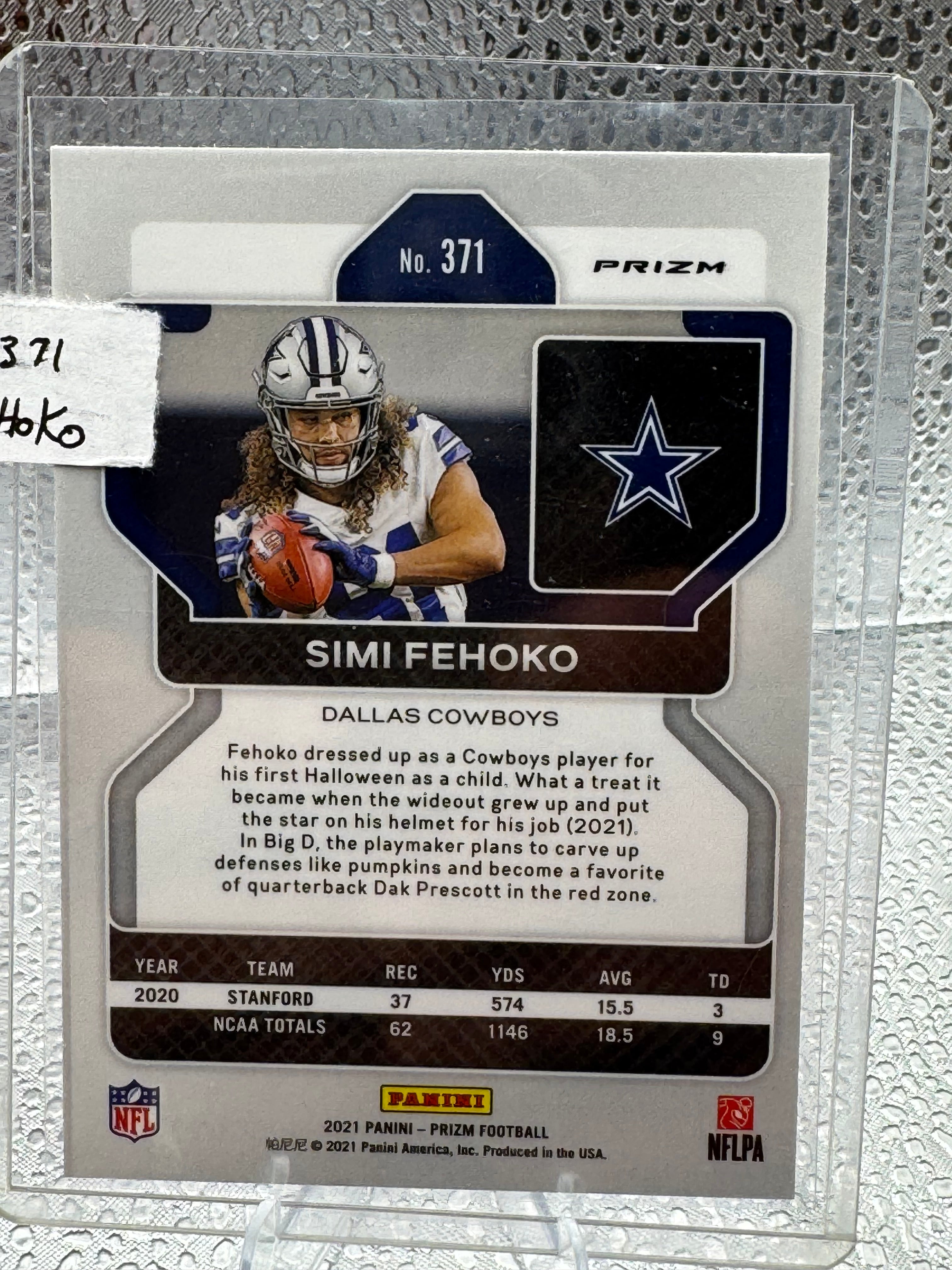 2021 Panini Prizm Football Simi Fehoko #371 Red Checkerboard RC
