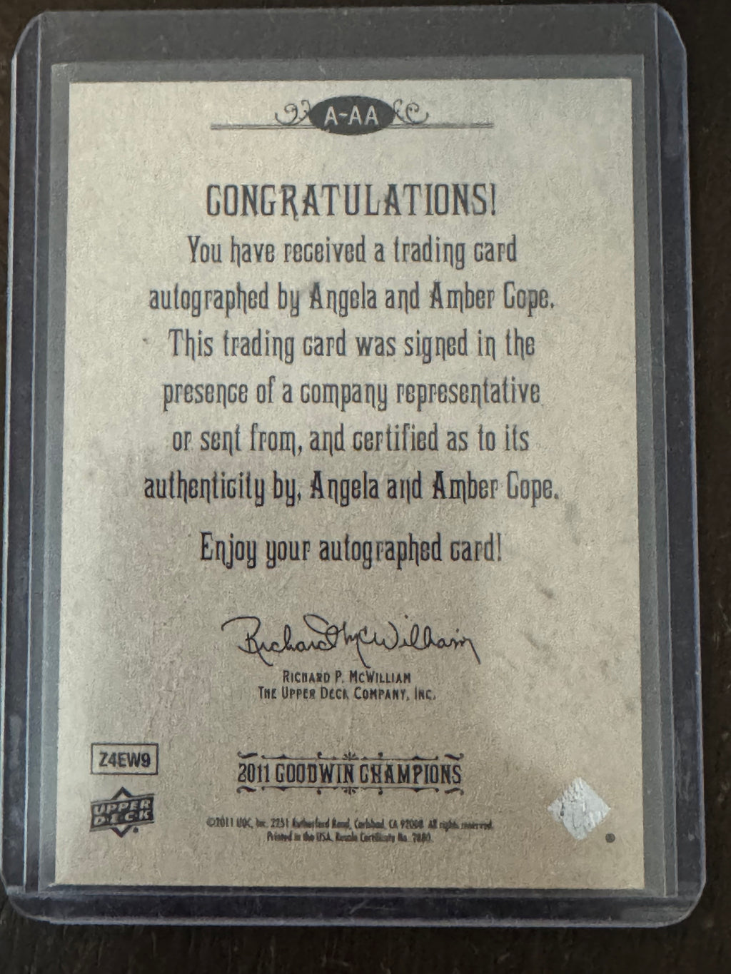 2011 Upper Deck Goodwin Champions Amber Cope Angela Cope #A-AA