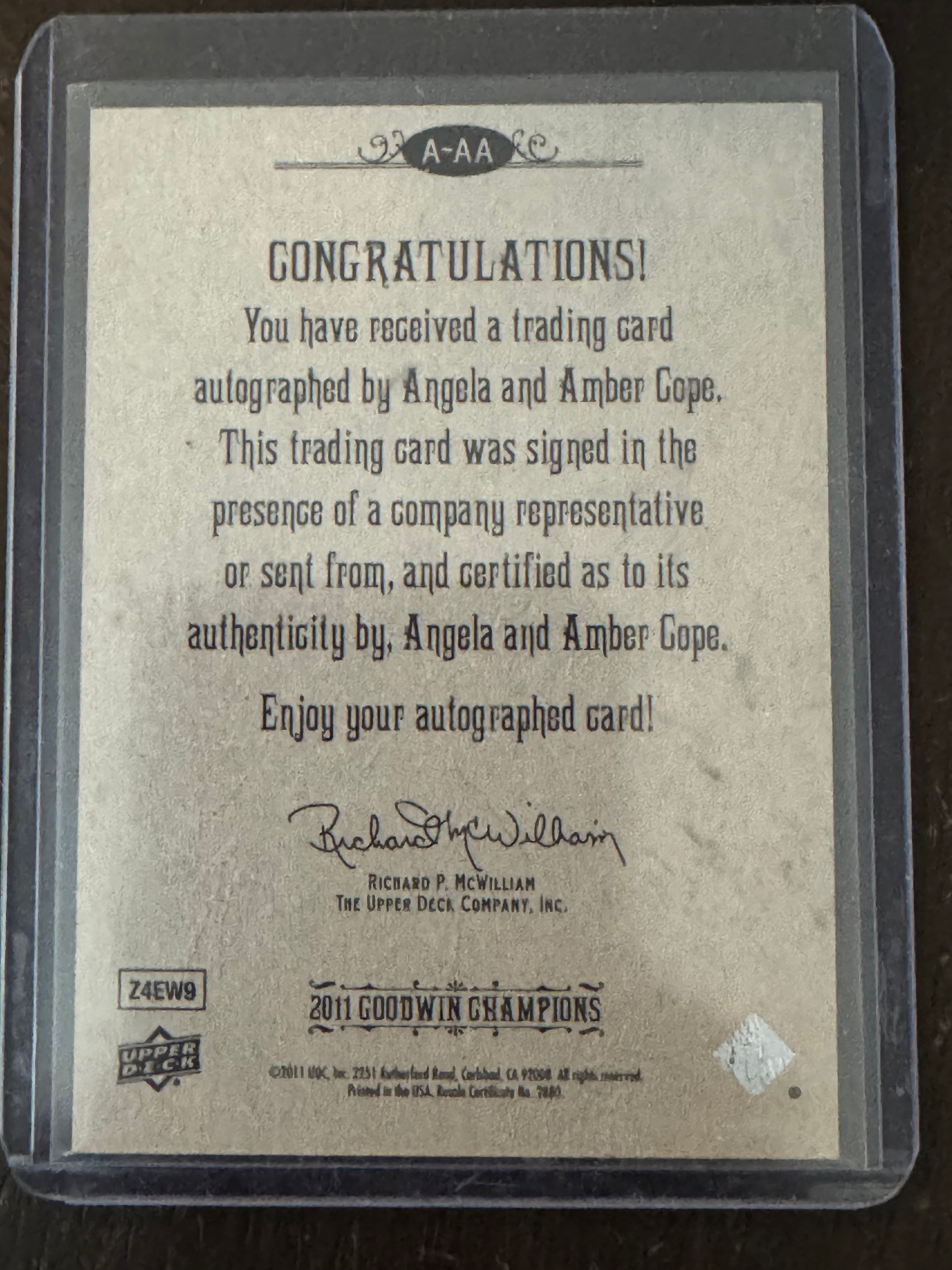 2011 Upper Deck Goodwin Champions Amber Cope Angela Cope #A-AA