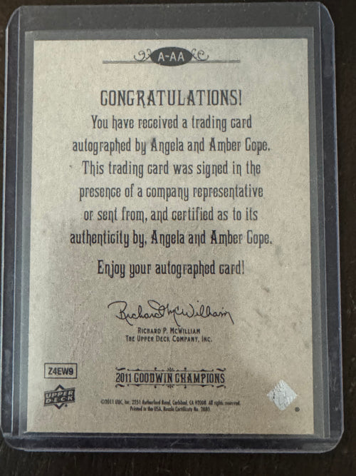 2011 Upper Deck Goodwin Champions Amber Cope Angela Cope #A-AA