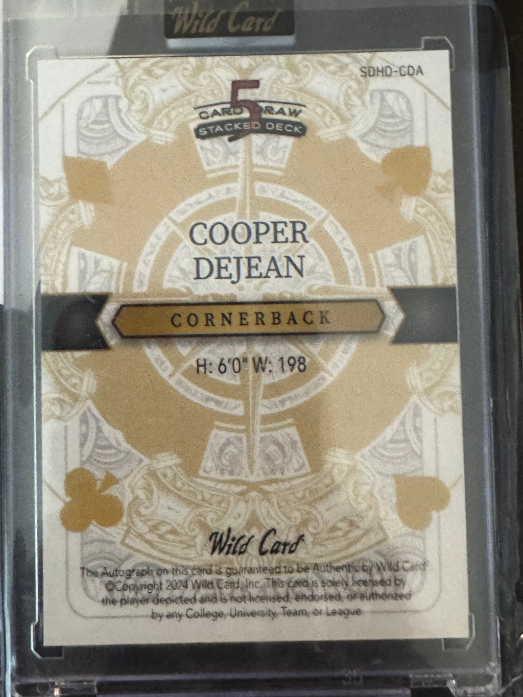 2024 Wild Card 5 Card Draw Stacked Deck Cooper DeJean Queen of Diamonds 1/1