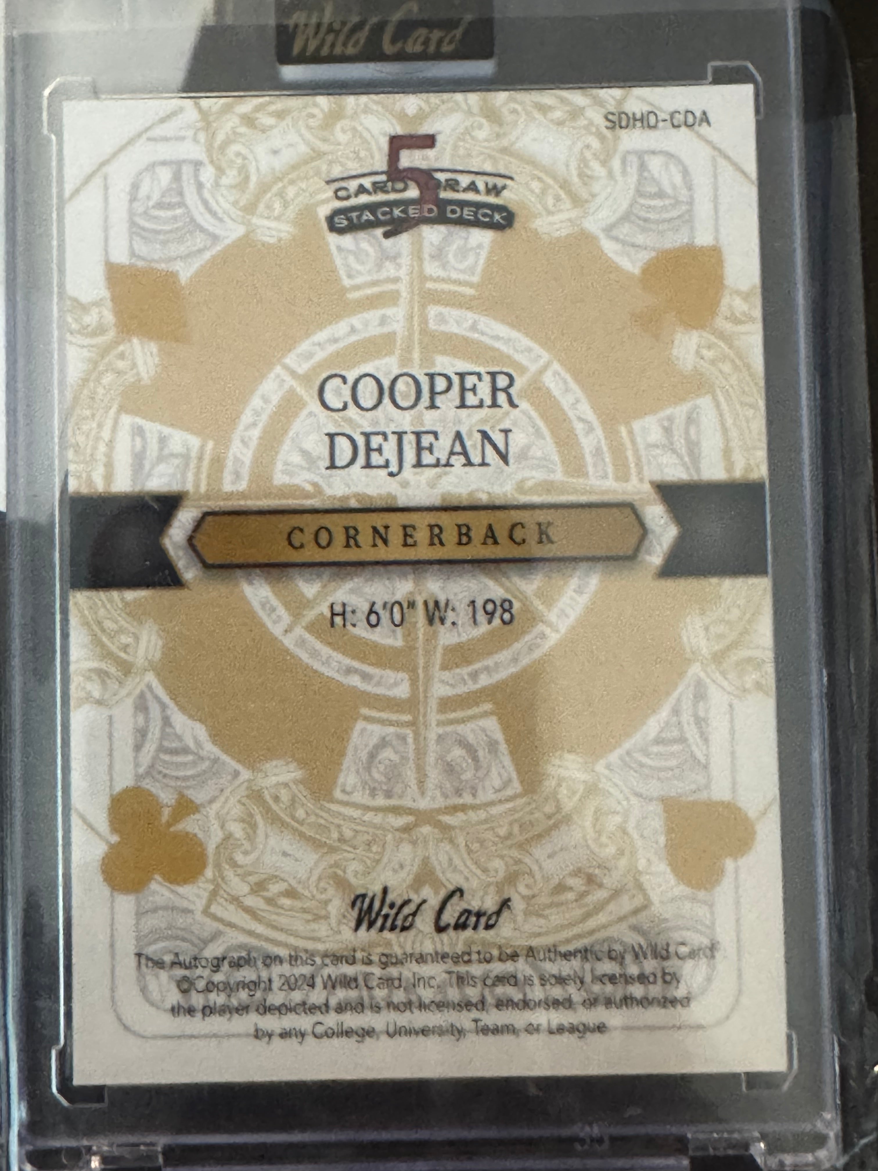 2024 Wild Card 5 Card Draw Stacked Deck Cooper DeJean Queen of Diamonds 1/1