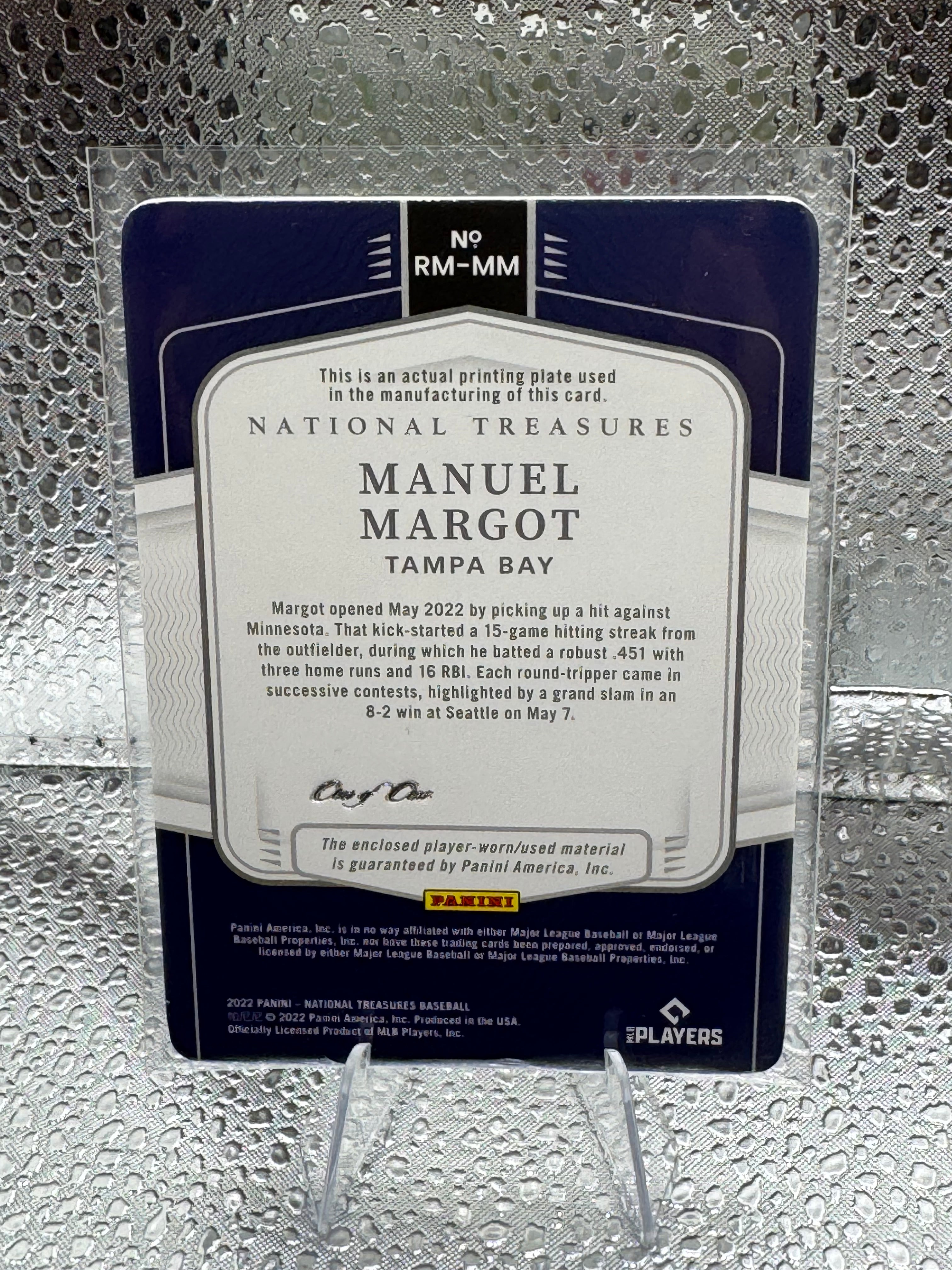 2022 National Treasures Retro Materials 1/1 Manuel Margot #RM-MM