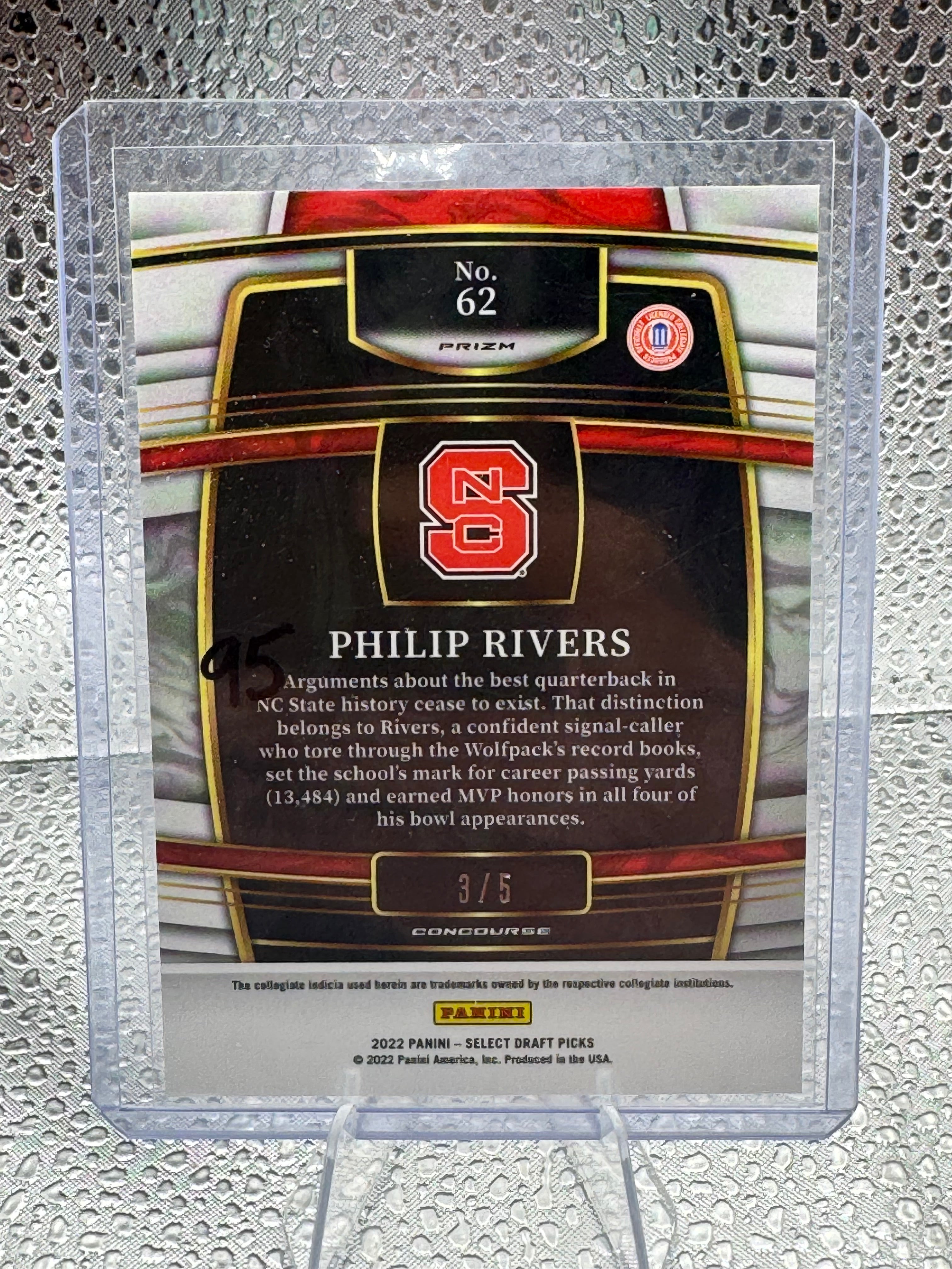 2022 Panini Select Draft Picks Philip Rivers #62 Green Prizm 3 / 5