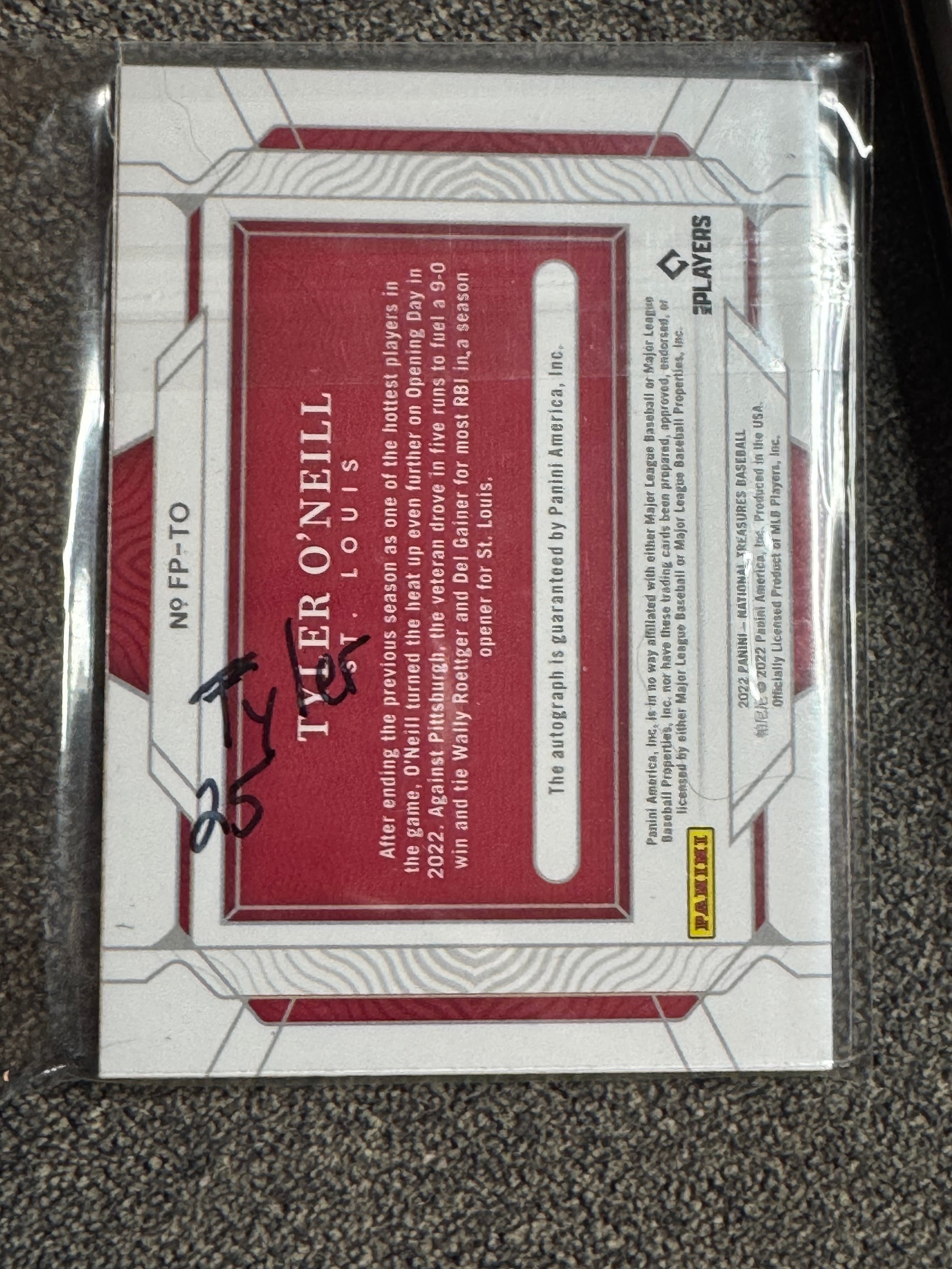 2022 Panini National Treasures Field Pass Tyler O'Neill #FP-TO 04/25