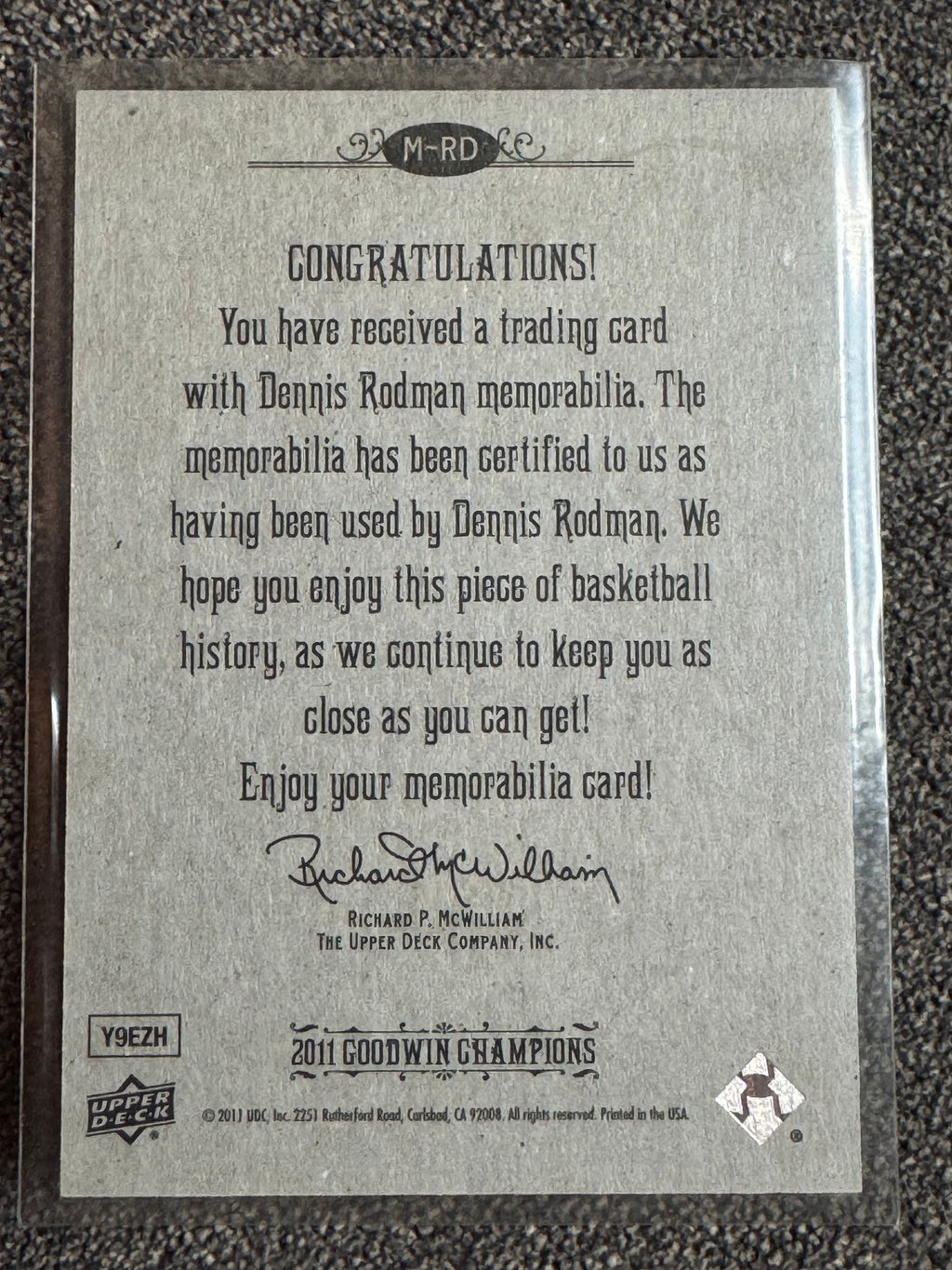 2011 Upper Deck Goodwin Champions Dennis Rodman #M-RD Memorabilia