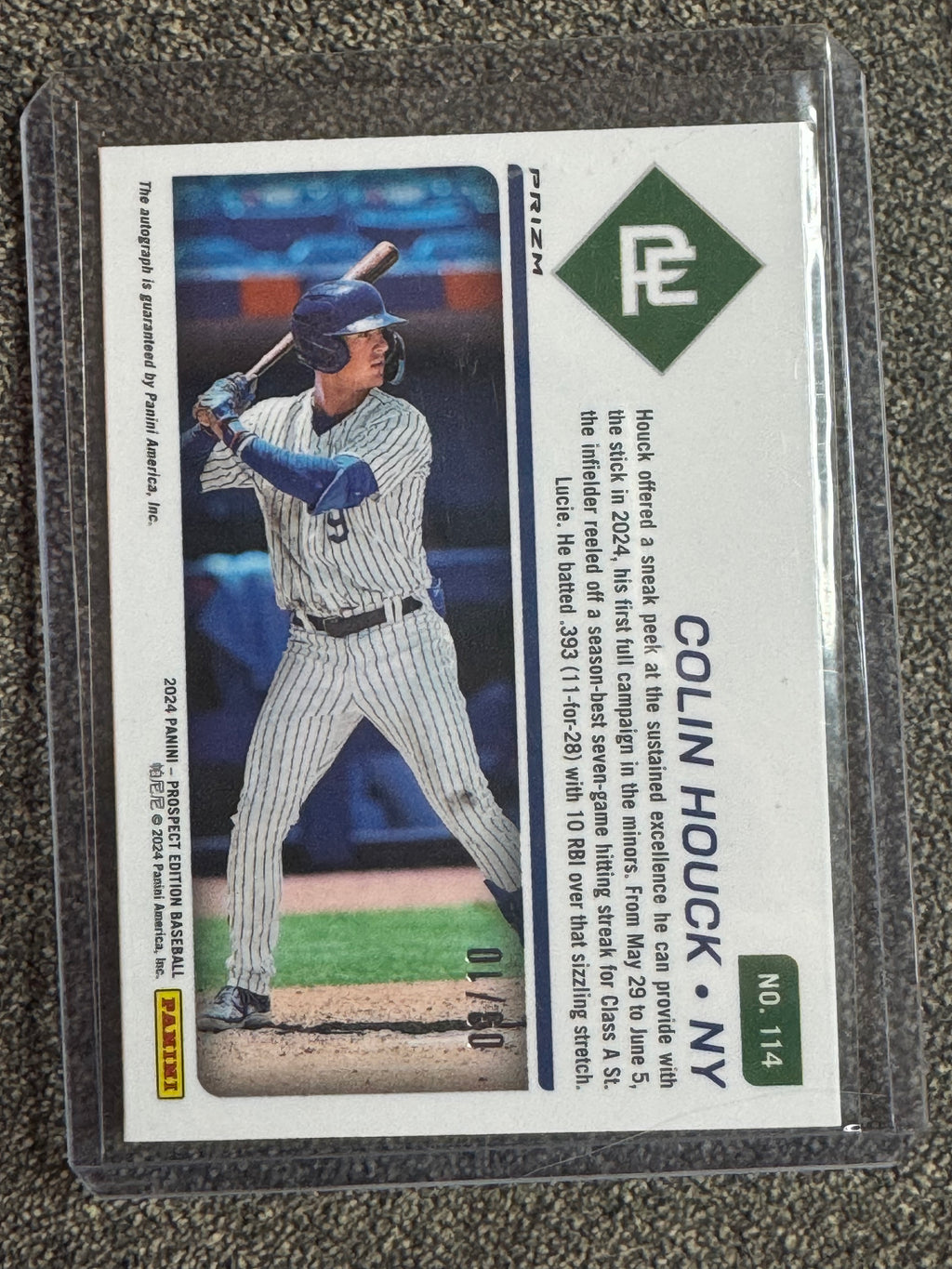 2024 Panini Prizm Prospect Edition Colin Houck #114 Gold 03/10