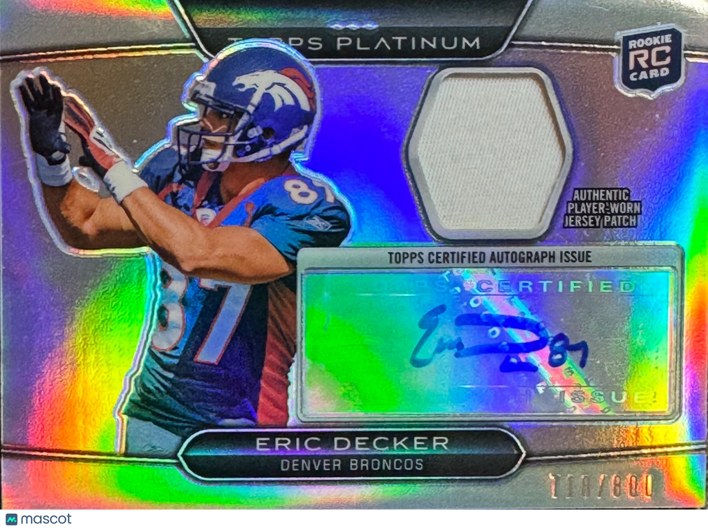 2010 Topps Platinum Eric Decker #ARP-ED 718/800 Jersey Patch RC