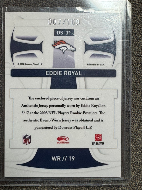 2008 Eddie Royal #DS-31 Event-Worn Memorabilia Jersey Patch