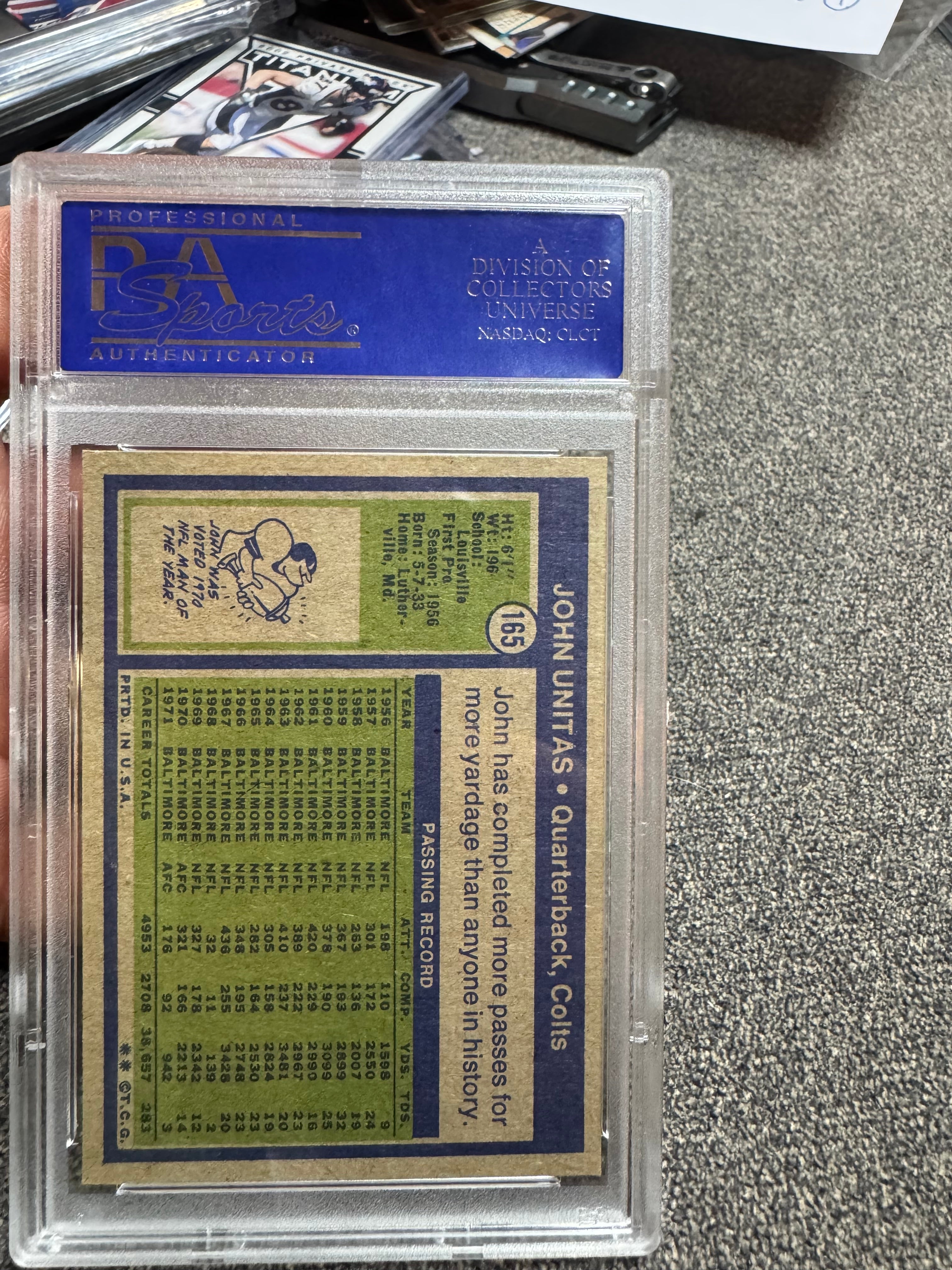 1972 Topps John Unitas #165 PSA 7
