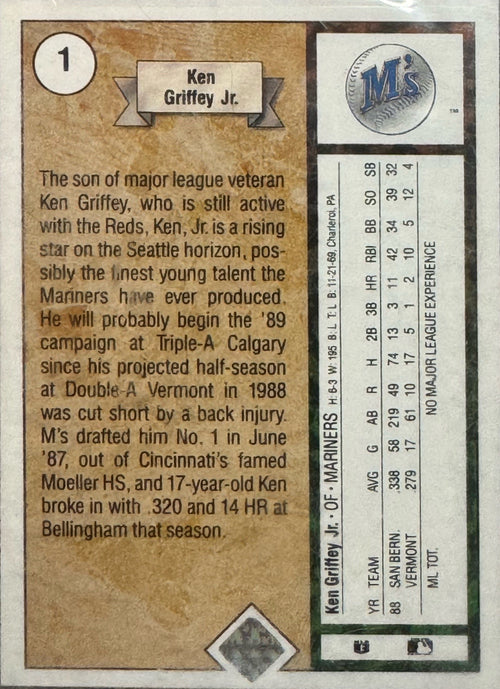 1989 Upper Deck Ken Griffey Jr. #1 Gem 10