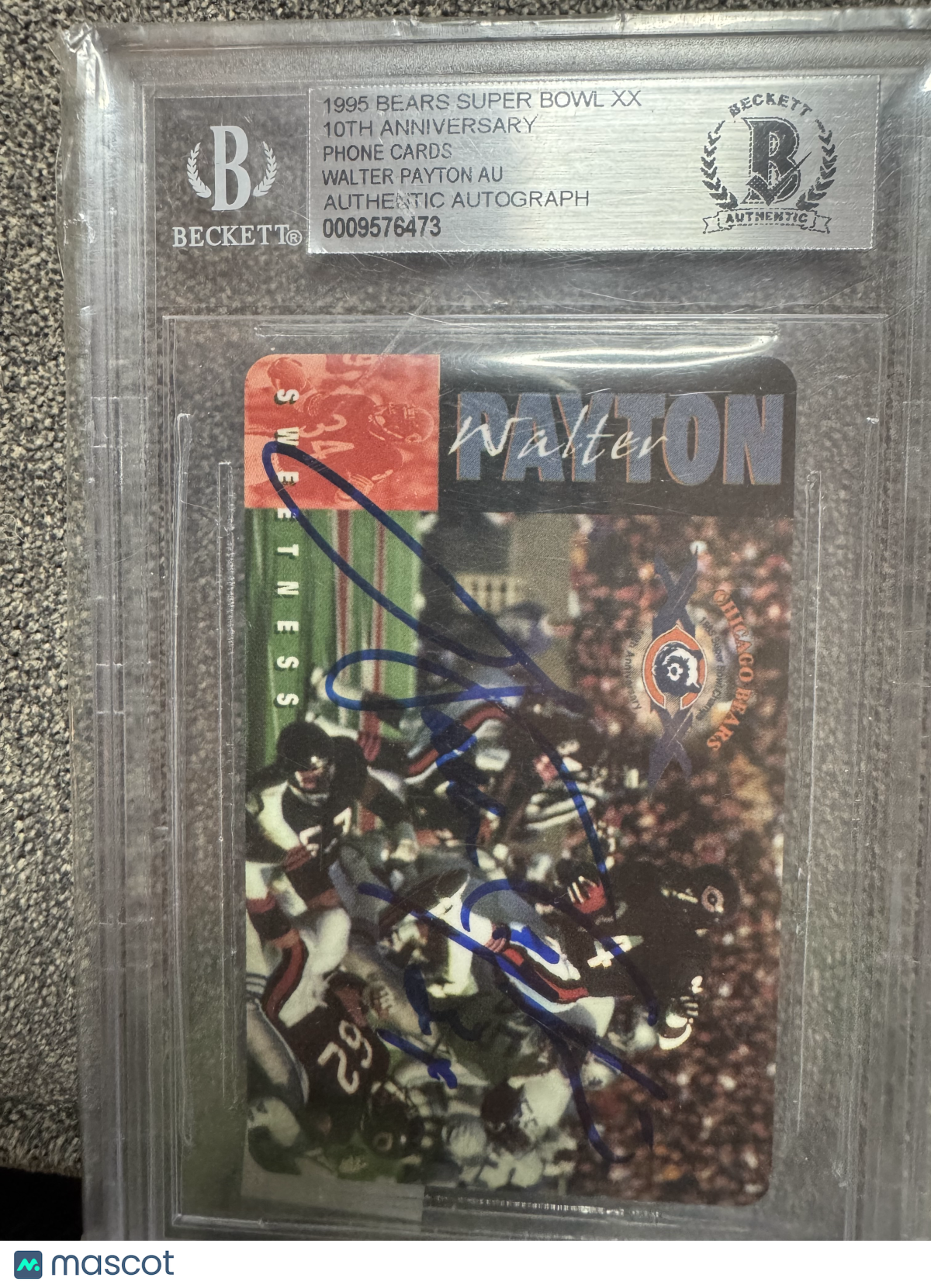 1995 Bears Super Bowl XX 10th Anniversary Phone Cards Walter Payton BGS