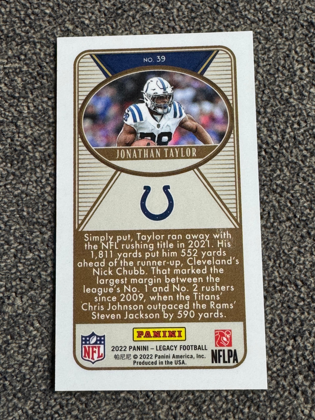 2022 Panini Legacy Football Jonathan Taylor #39 Silver