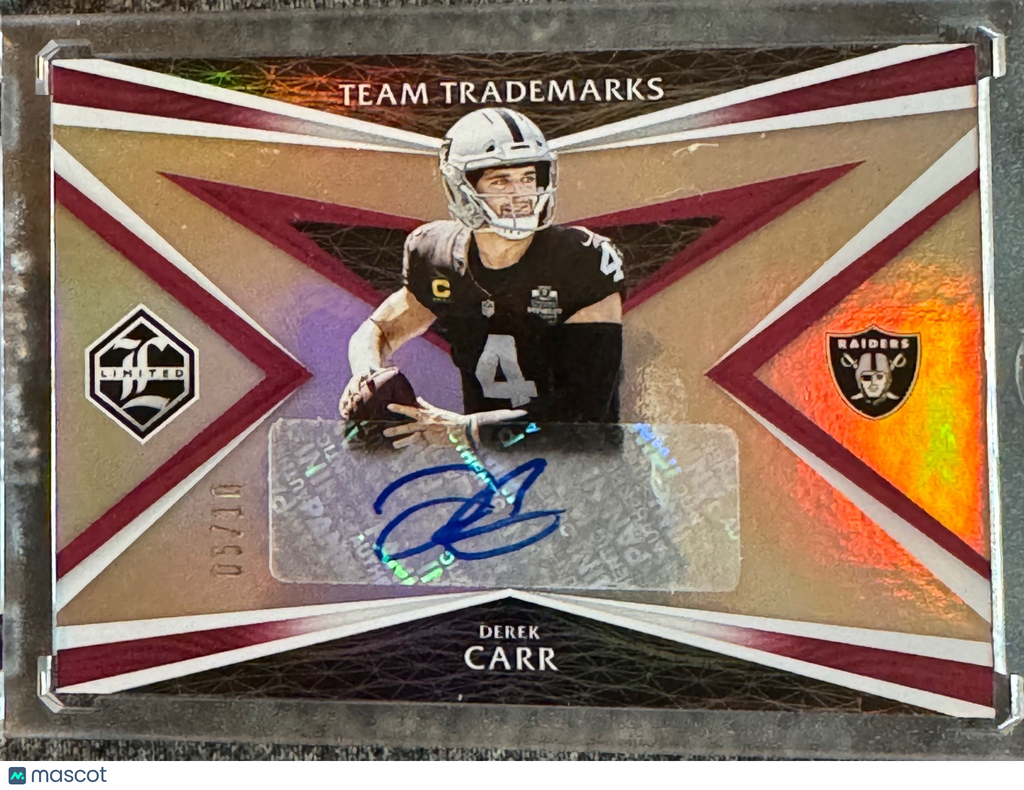 2021 Panini Limited Team Trademarks Derek Carr #TT-DC 05/10