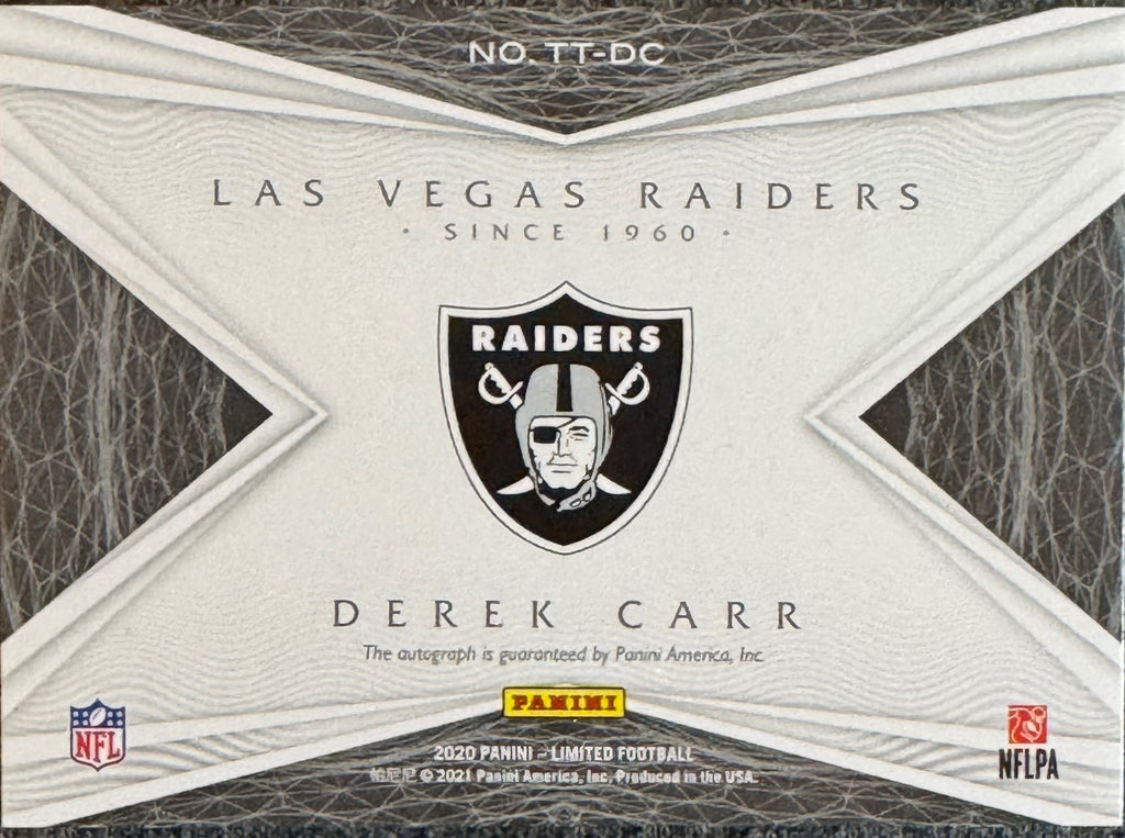 2021 Panini Limited Team Trademarks Derek Carr #TT-DC 05/10