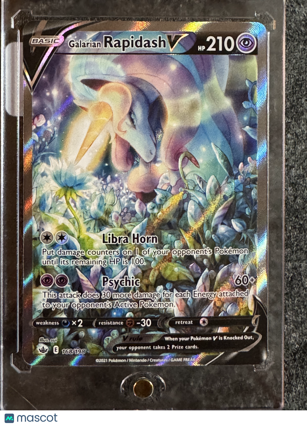 2021 Chilling Reign Galarian Rapidash V Holo Rare FA #168/198