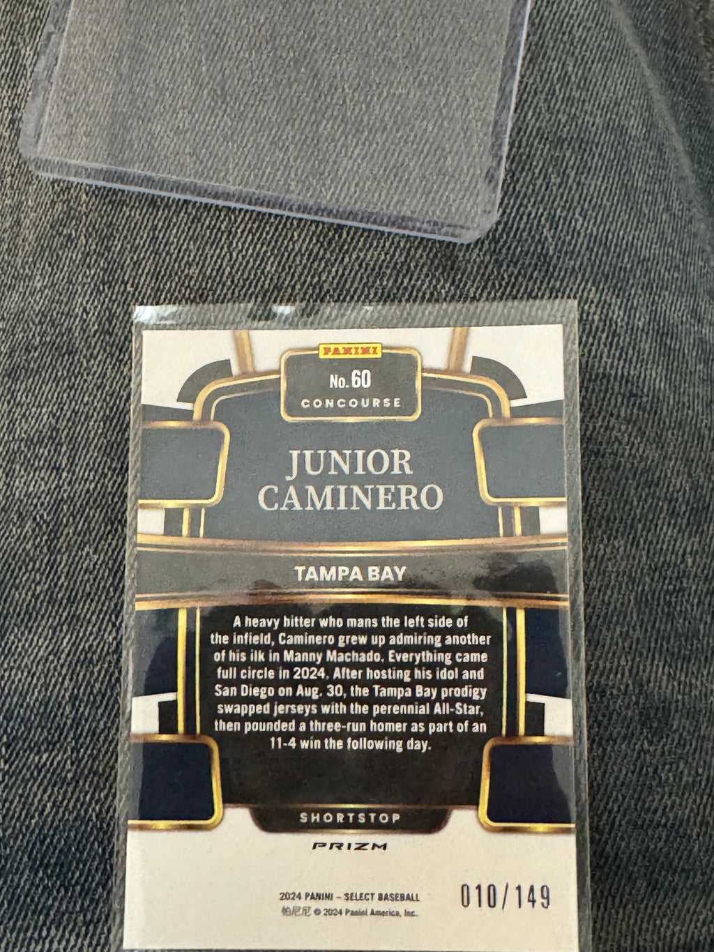 2024 Panini Select Baseball Junior Caminero #60 Red Prizm RC 010/149