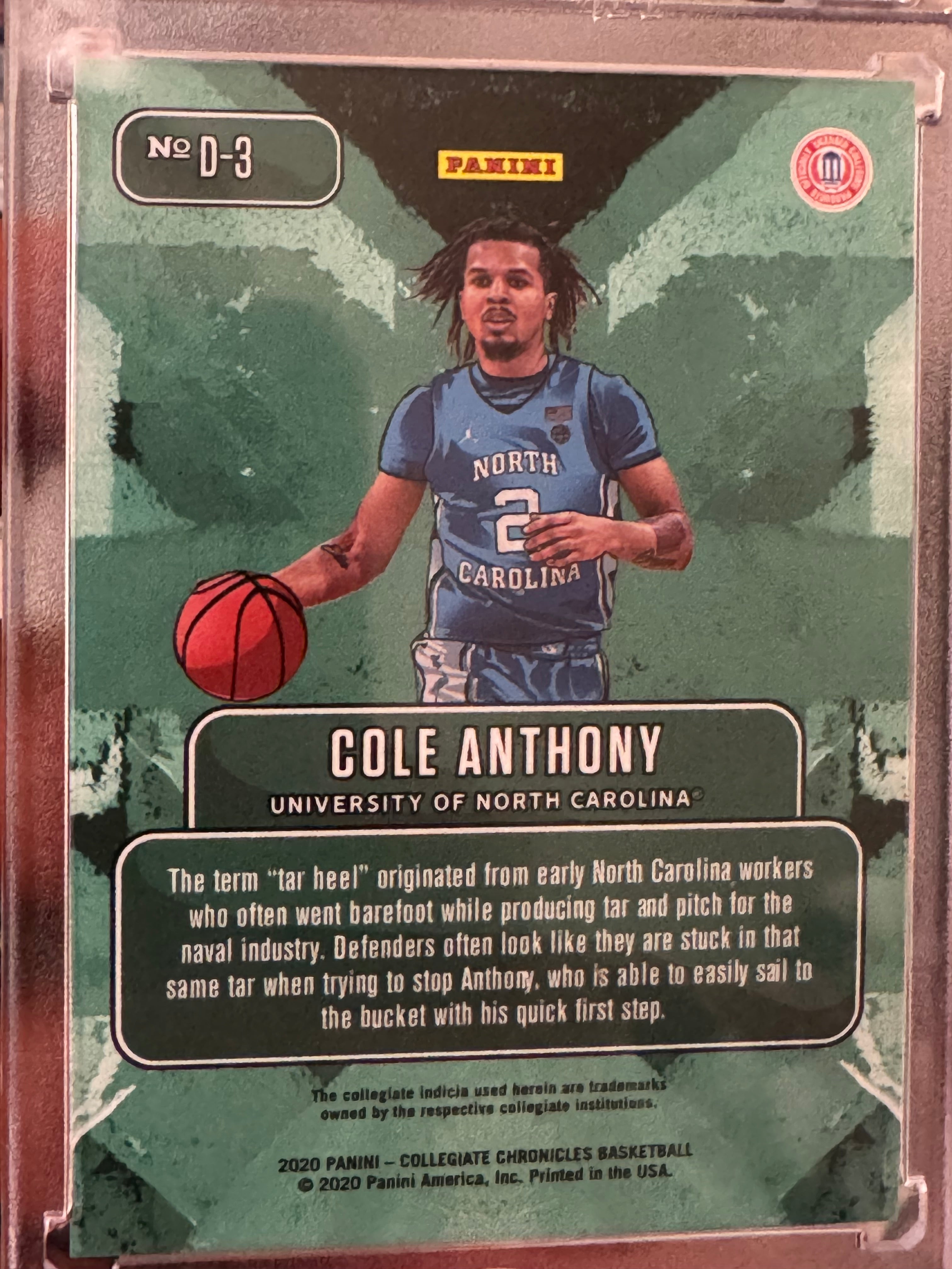 2020 Panini  Cole Anthony #D-3 Downtown