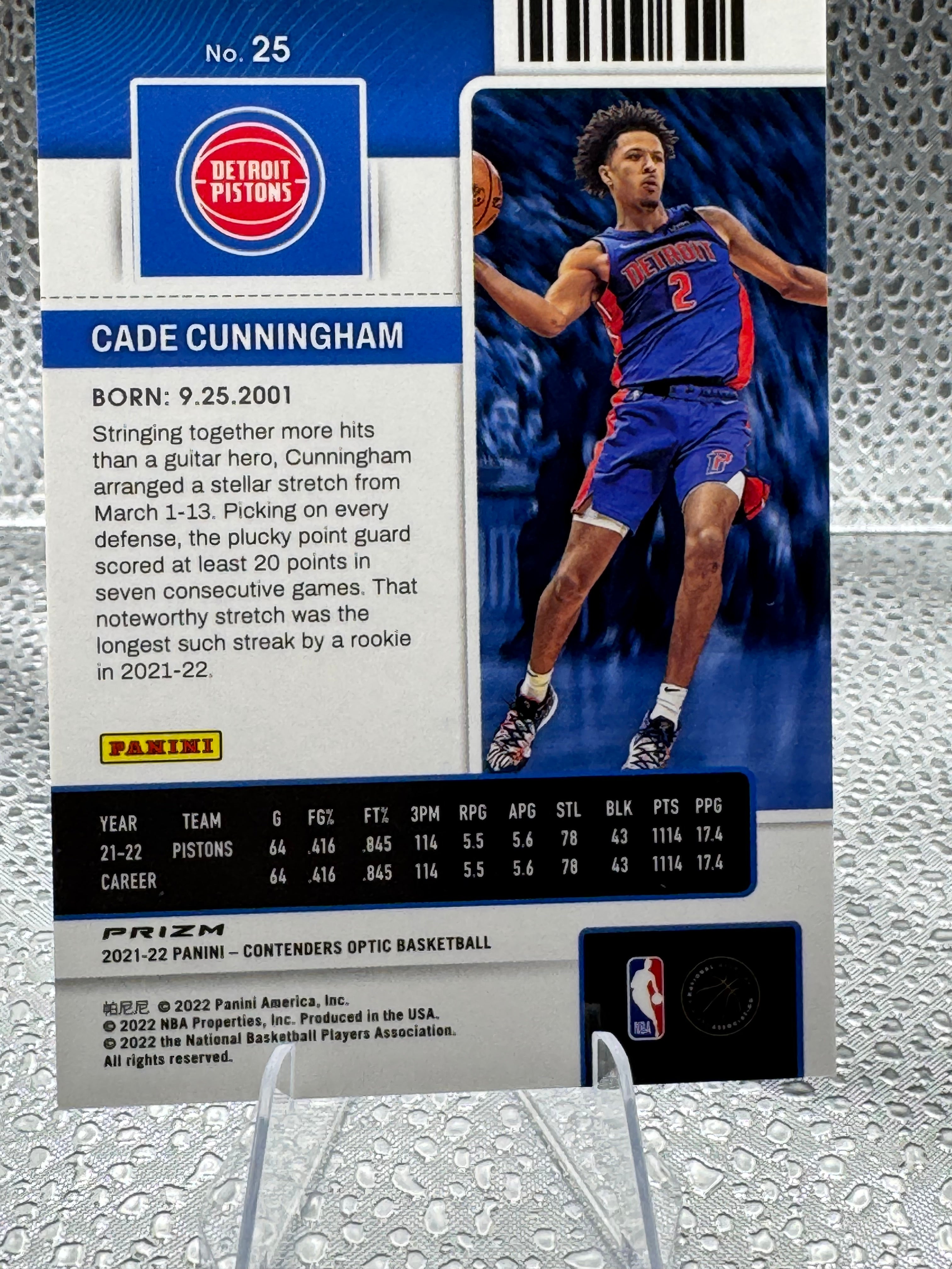 2021 Panini Contenders Optic Cade Cunningham #25 Prizm RC
