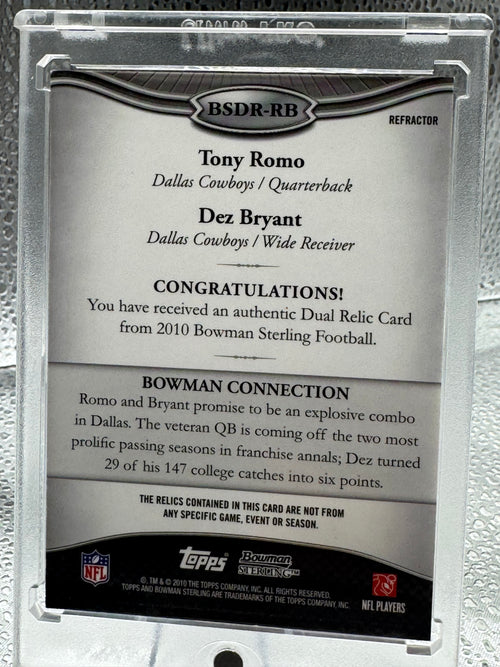 2010 Bowman Sterling Tony Romo Dez Bryant #BSDR-RB Refractor 5/25 Dual Relic