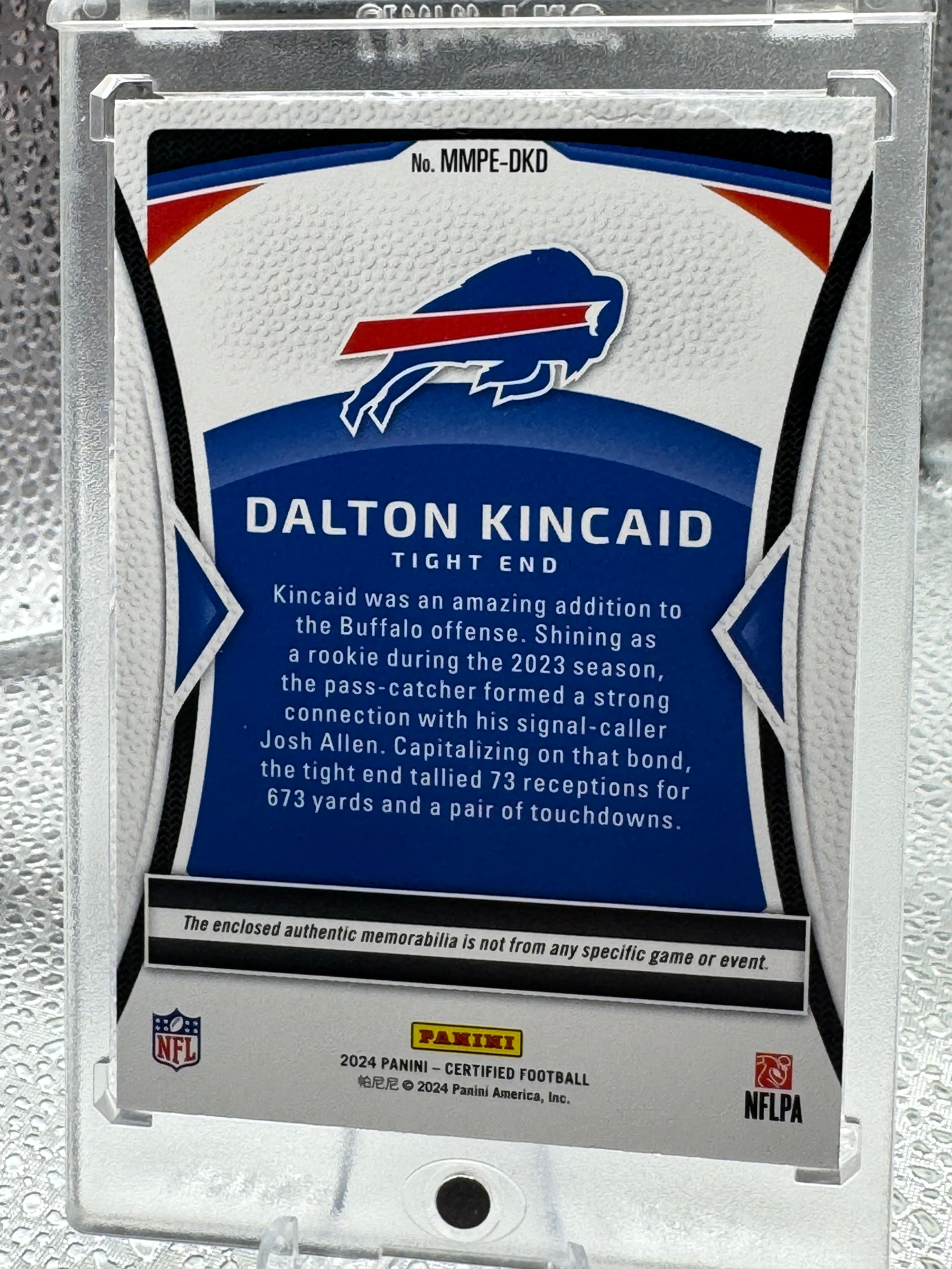 2024 Panini Certified Football Dalton Kincaid #MPME-DKD Patch