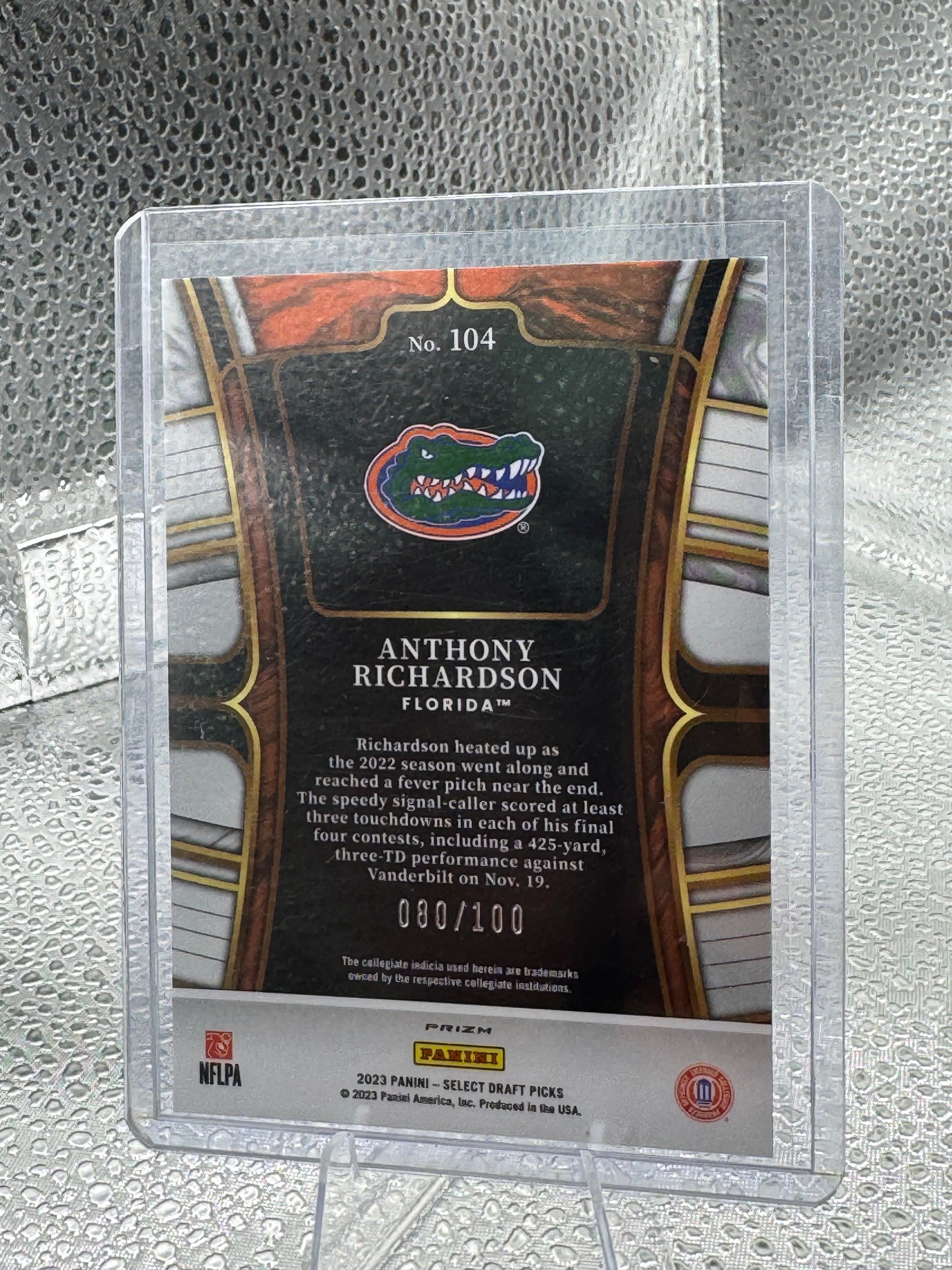 2023 Panini Select Draft Picks Anthony Richardson #104 RC 080/100