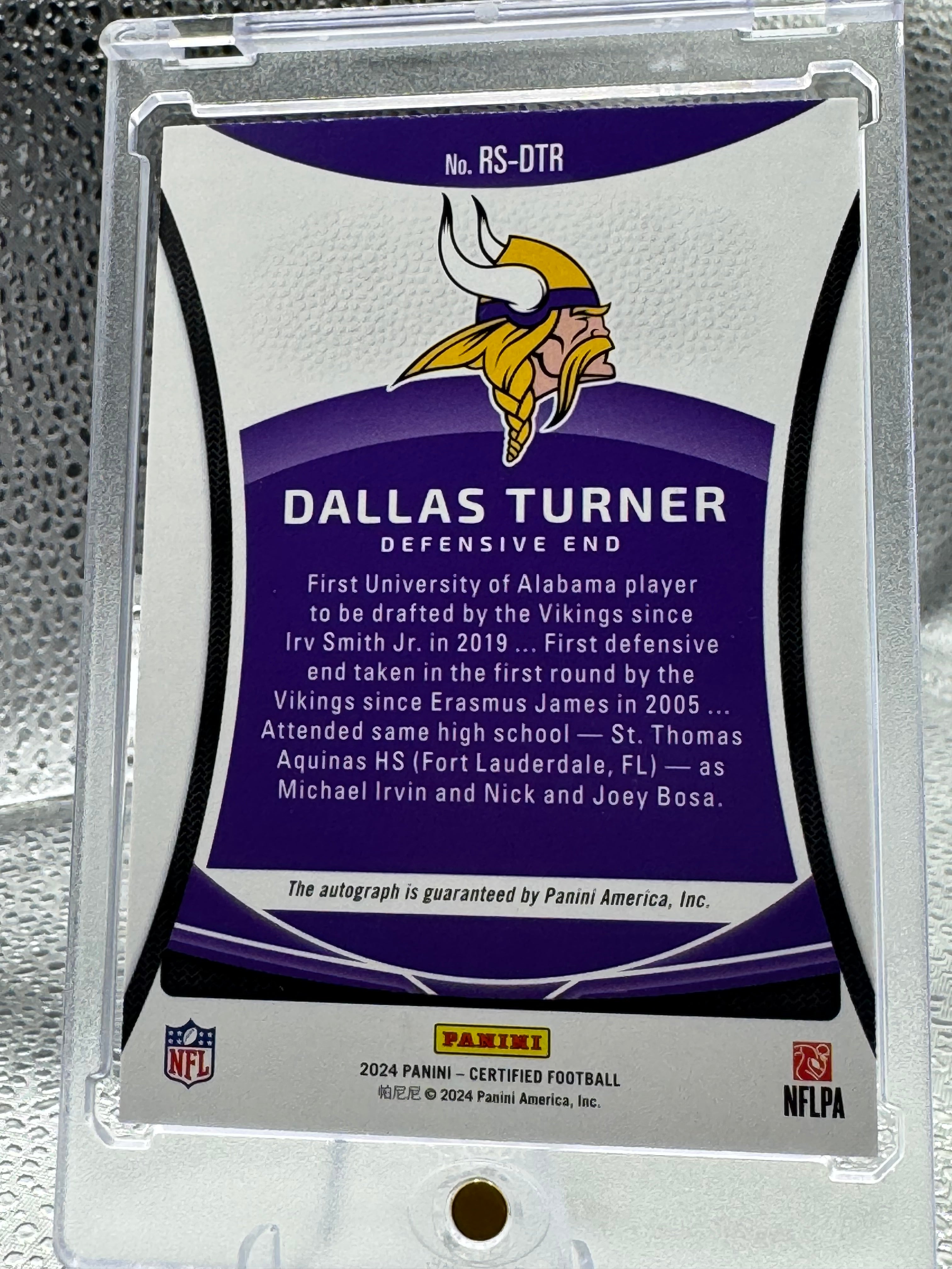 2024 Panini Certified Dallas Turner #RS-DTR RC 056/149