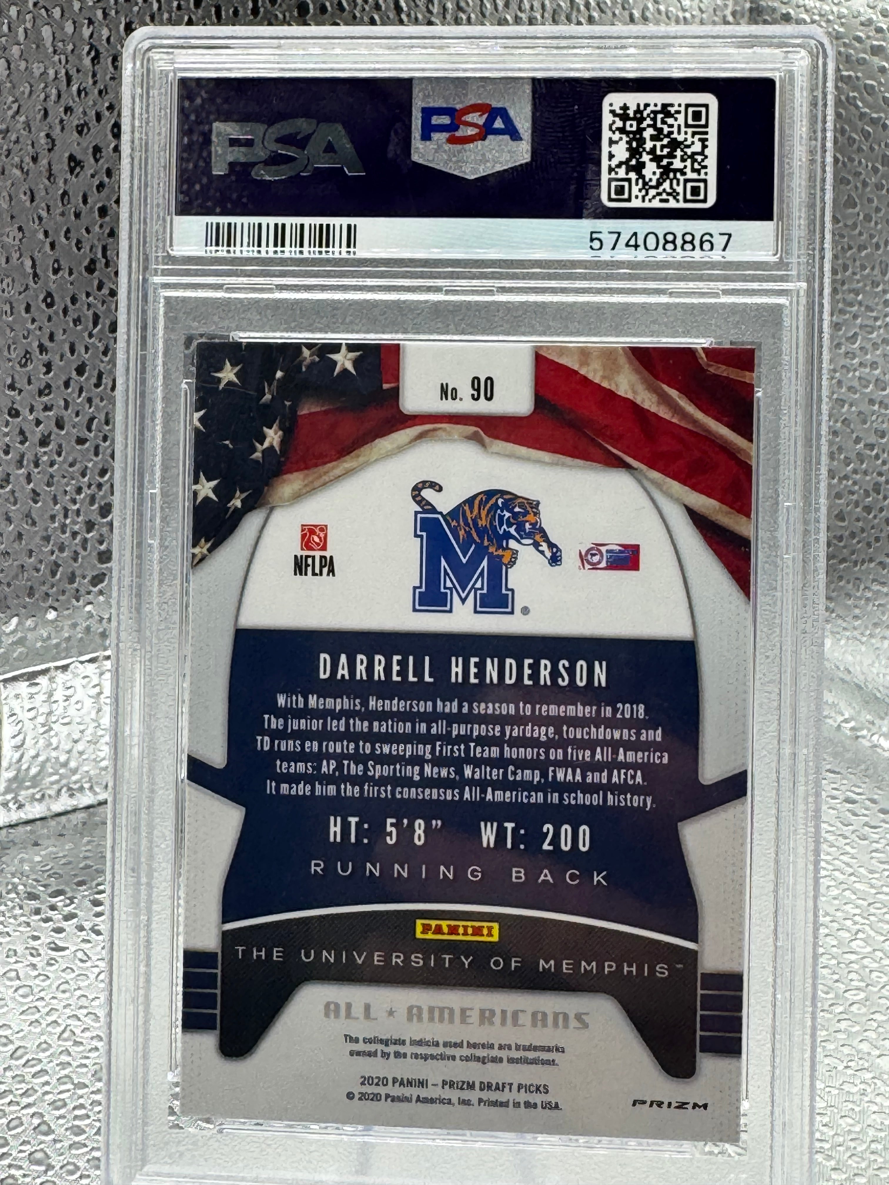 2020 Panini Prizm Draft Picks Darrell Henderson #90 Pink Pulsar PSA 10