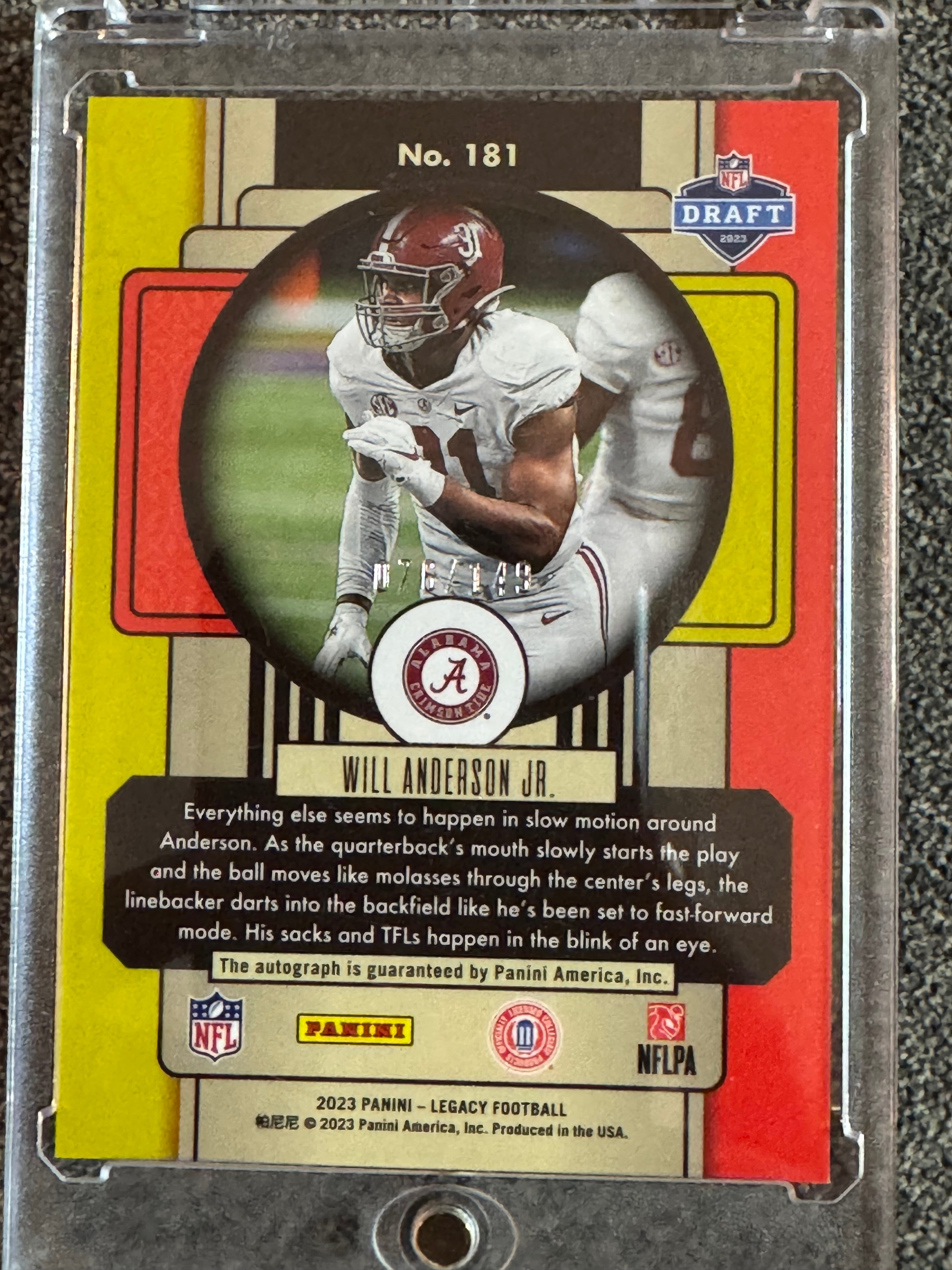 2023 Panini Legacy Football Will Anderson Jr. #181 RC