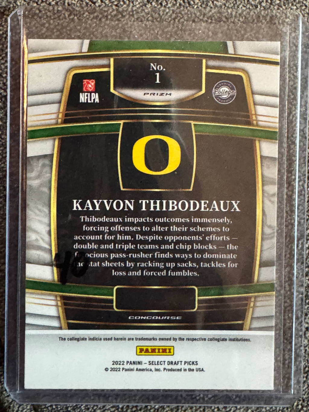 2022 Panini Select Draft Picks Kayvon Thibodeaux #1 Dragon Scale RC