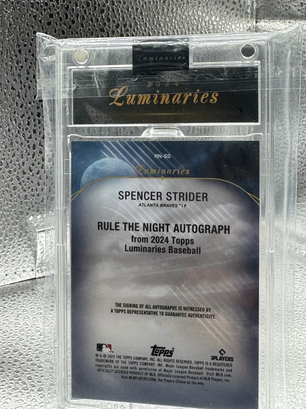 2024 Topps Luminaries Rule The Night Autographs Spencer Strider #RN-SS 01/25