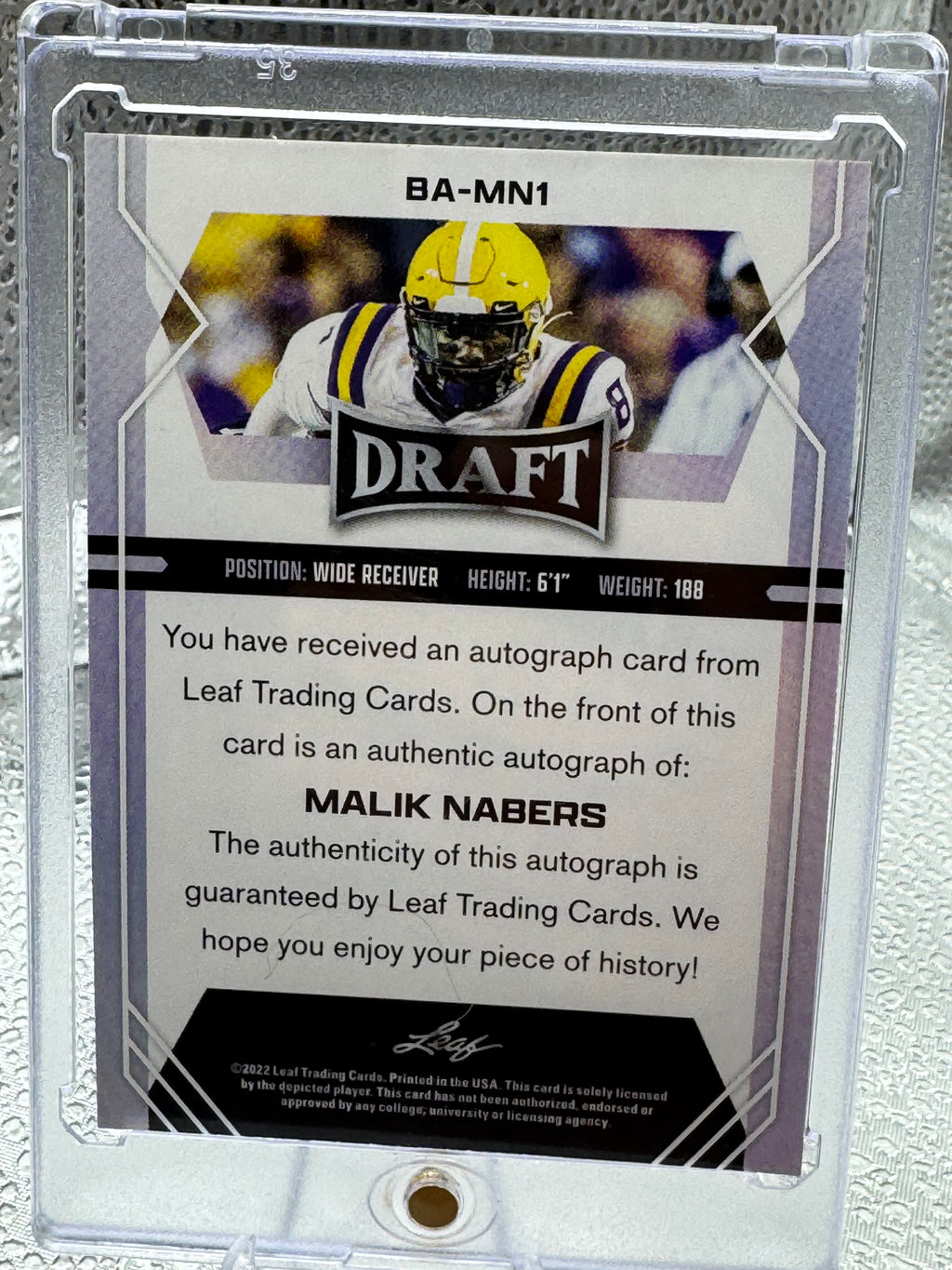 2022 Leaf Draft Malik Nabers #BA-MN1 RC