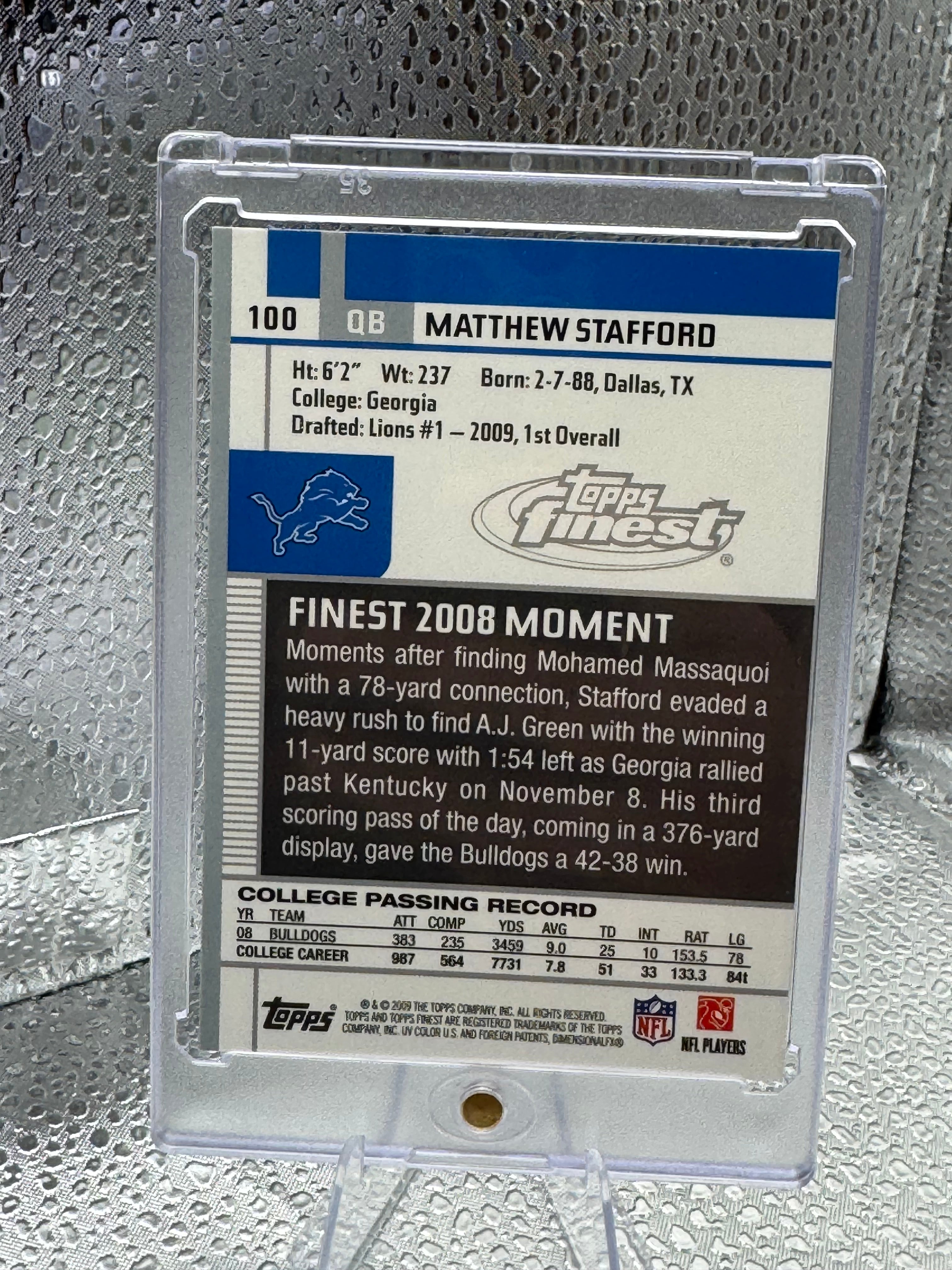 2009 Topps Finest Matthew Stafford #100 RC