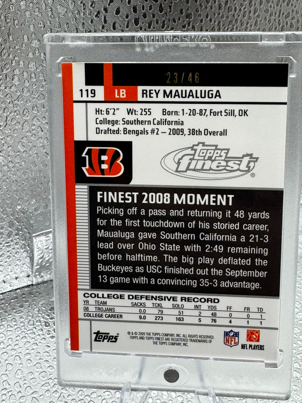 2009 Topps Finest Rey Maualuga #119 Patch 23/46