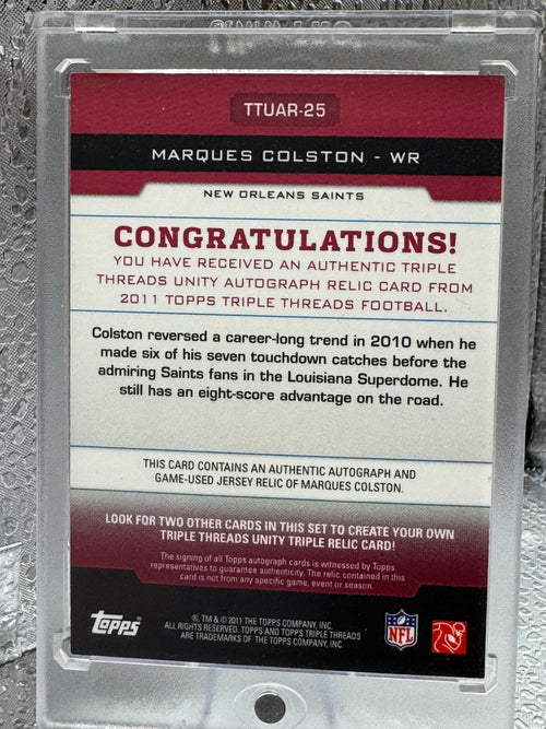2011 Topps Triple Threads Unity Marques Colston #TTUAR-25 08/10 Game-Used Jersey