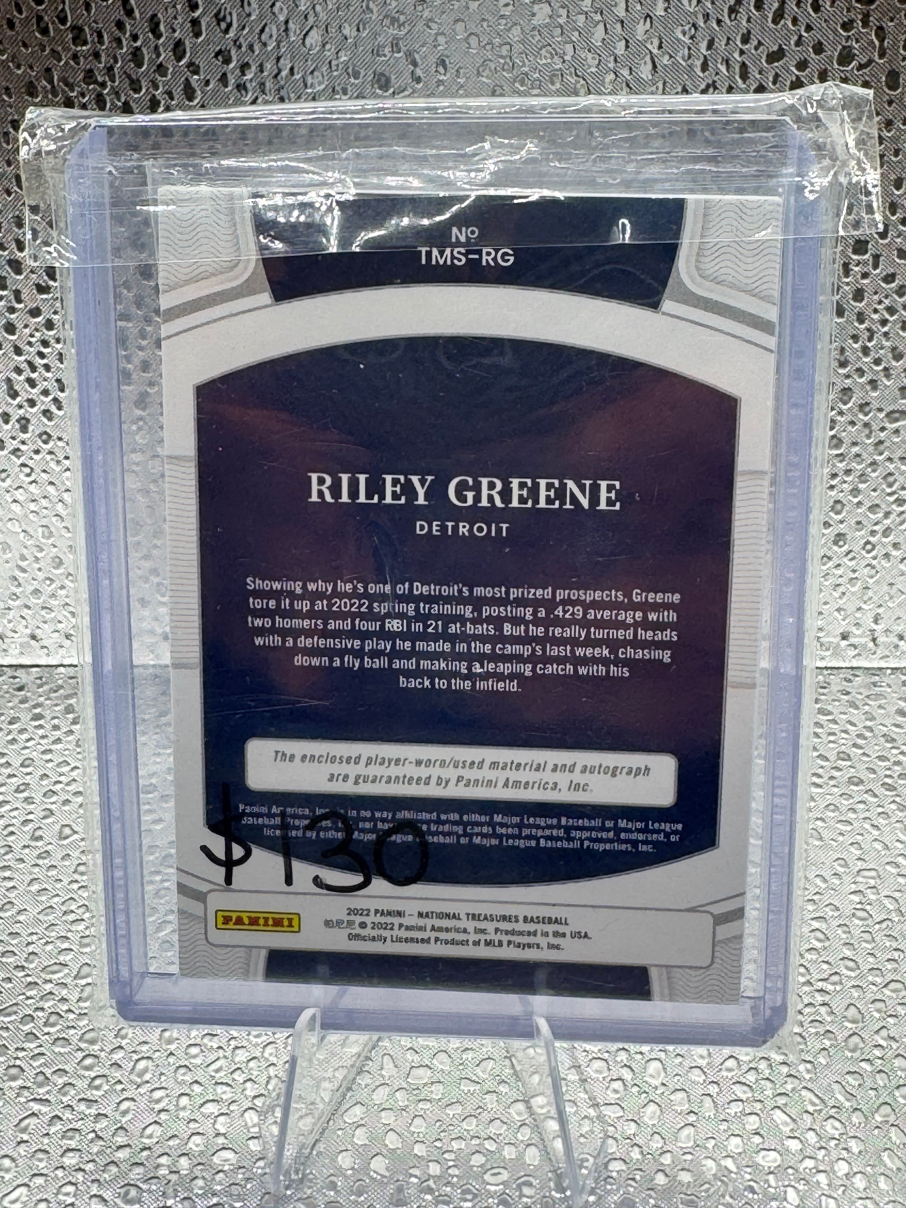 2022 Panini National Treasures Riley Greene #TMS-RG 21 / 49 Patch