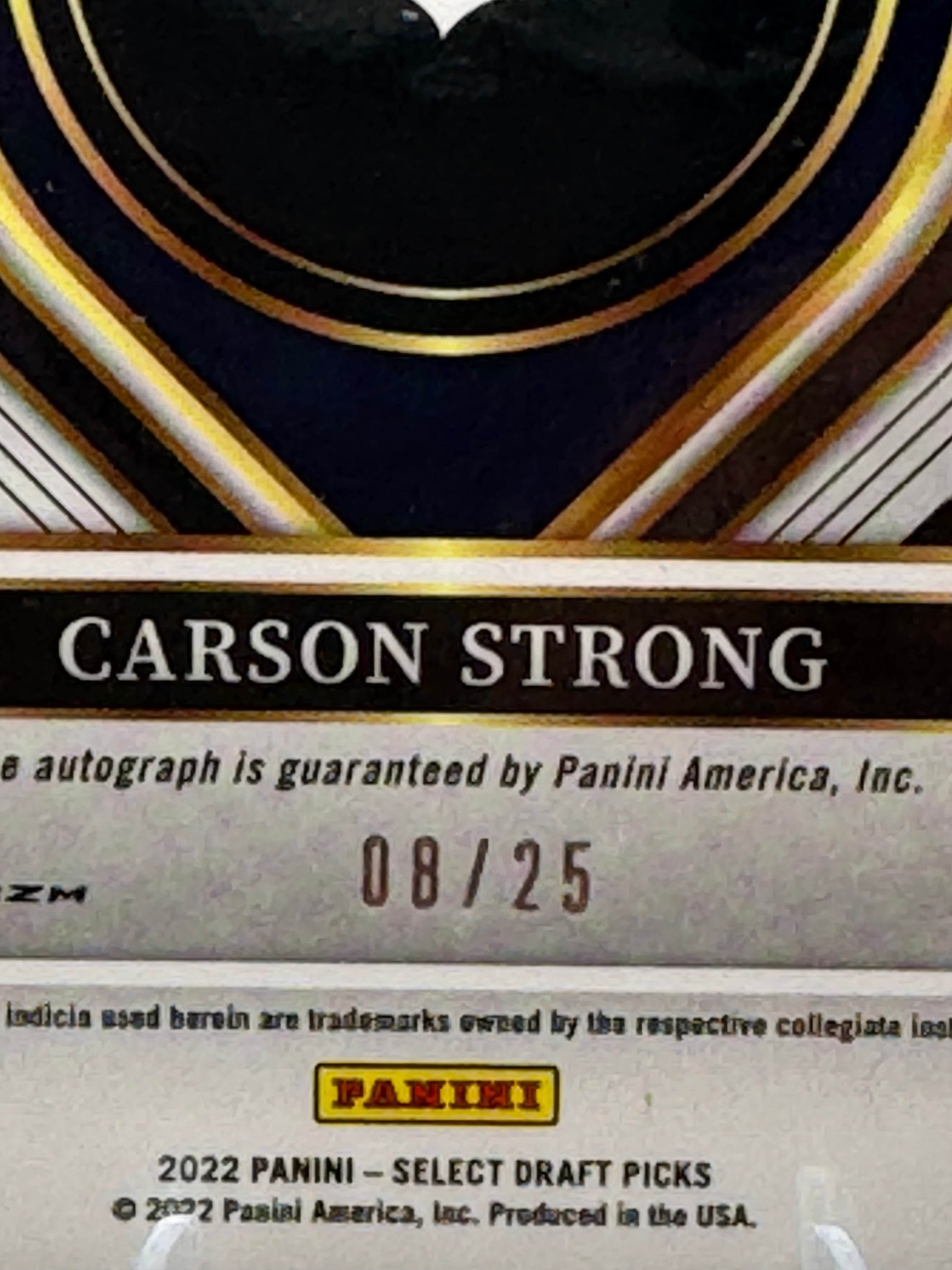 2022 Panini Select Draft Picks Carson Strong #RS-CST 08/25
