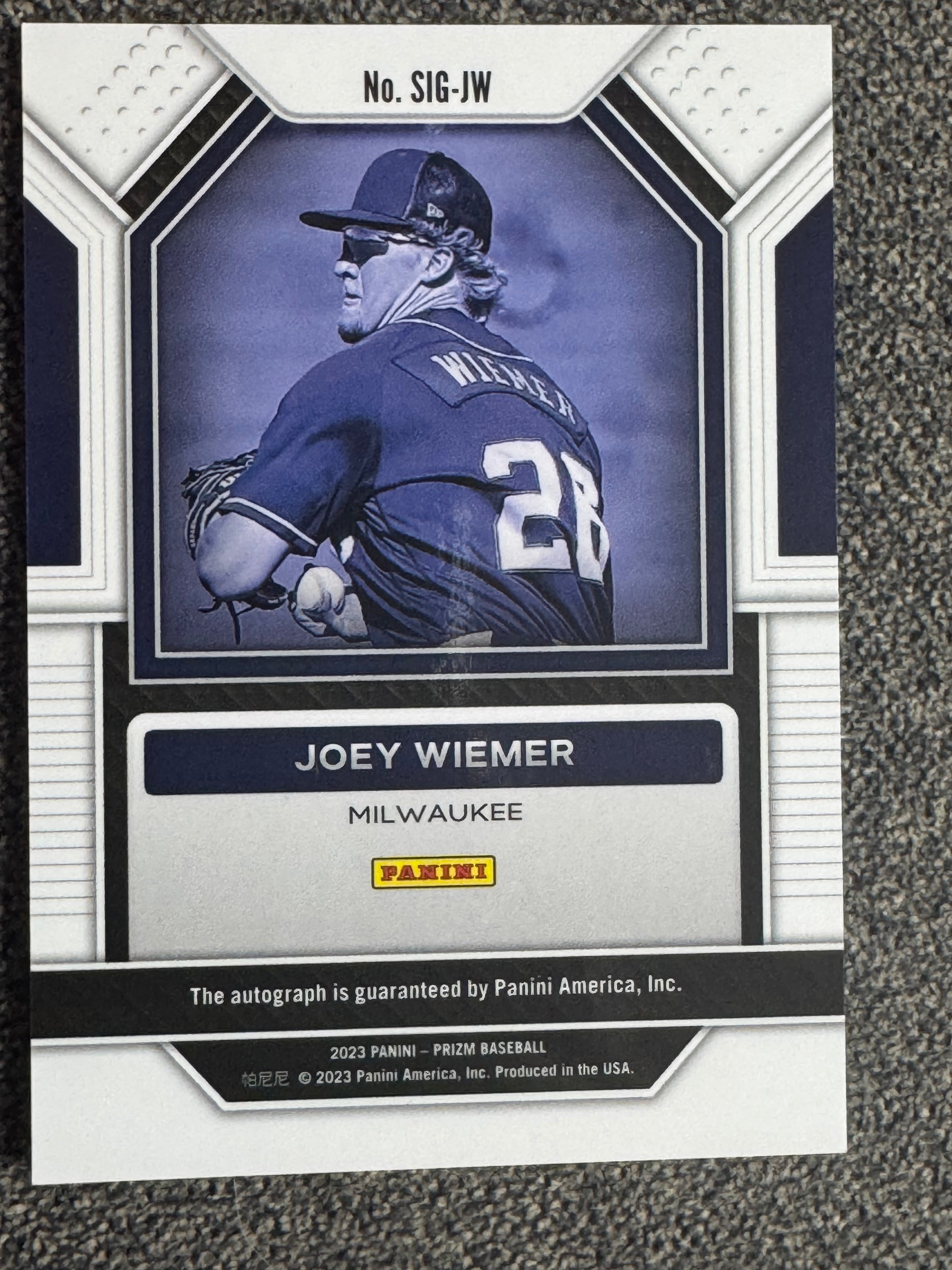 2023 Panini Prizm Signatures Joey Wiemer #SIG-JW