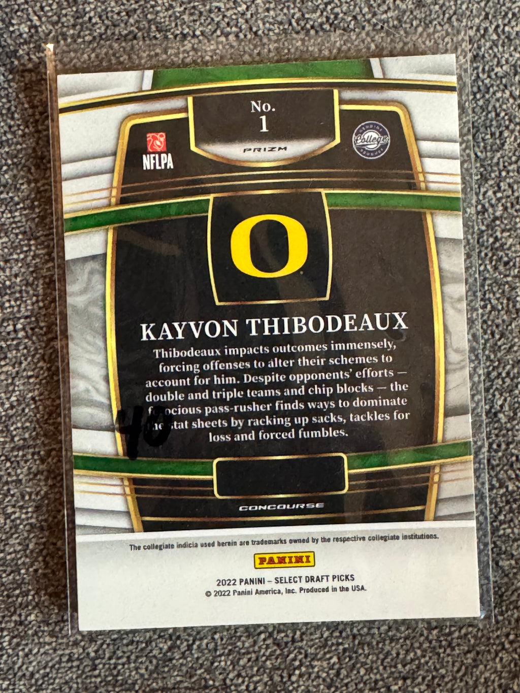 2022 Panini Select Draft Picks Kayvon Thibodeaux #1 Dragon Scale RC