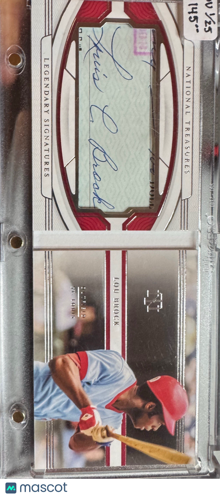 2022 Panini National Treasures Legendary Signatures Lou Brock 1/25