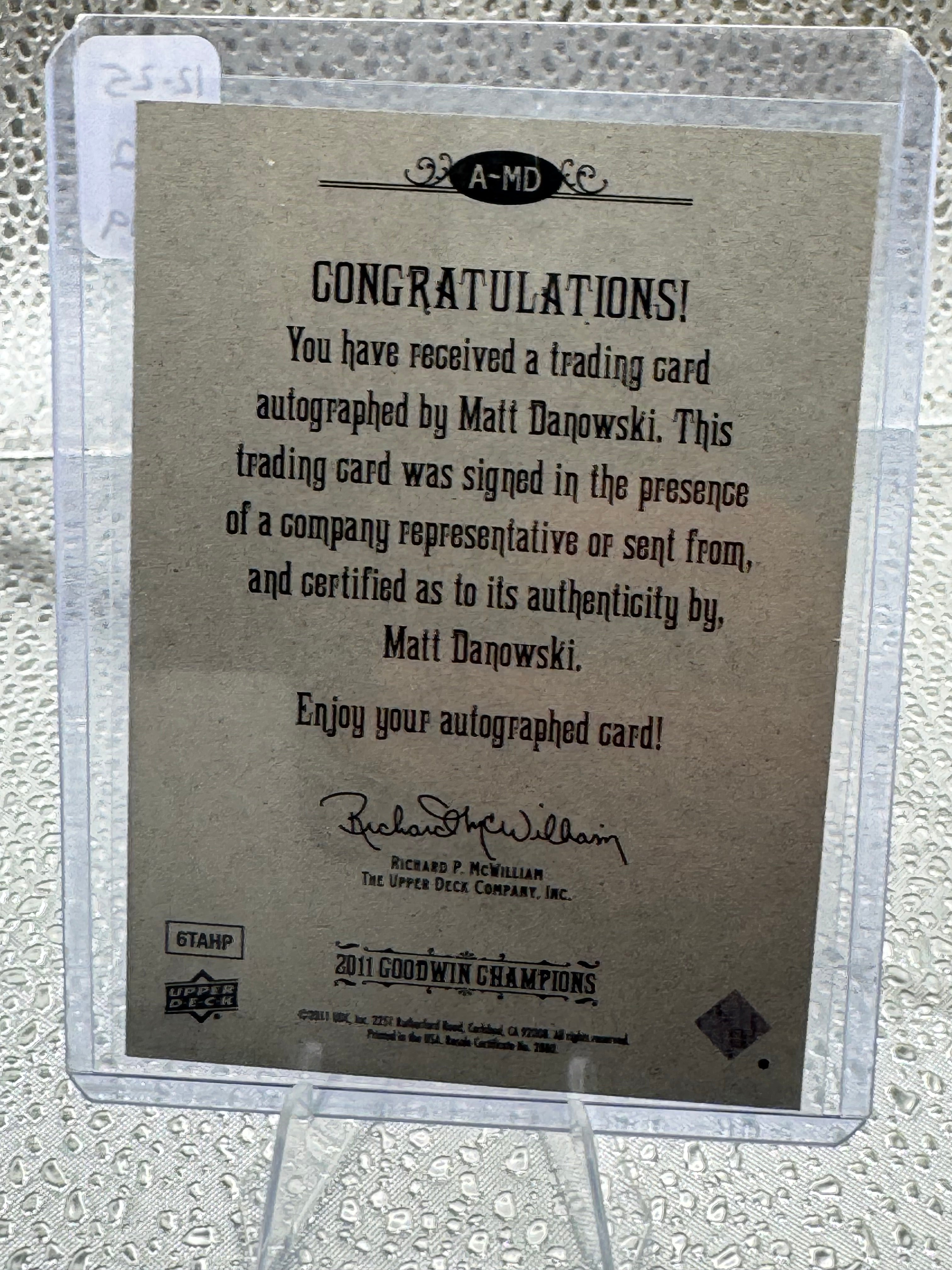 2011 Upper Deck Goodwin Champions Matt Danowski #A-MD